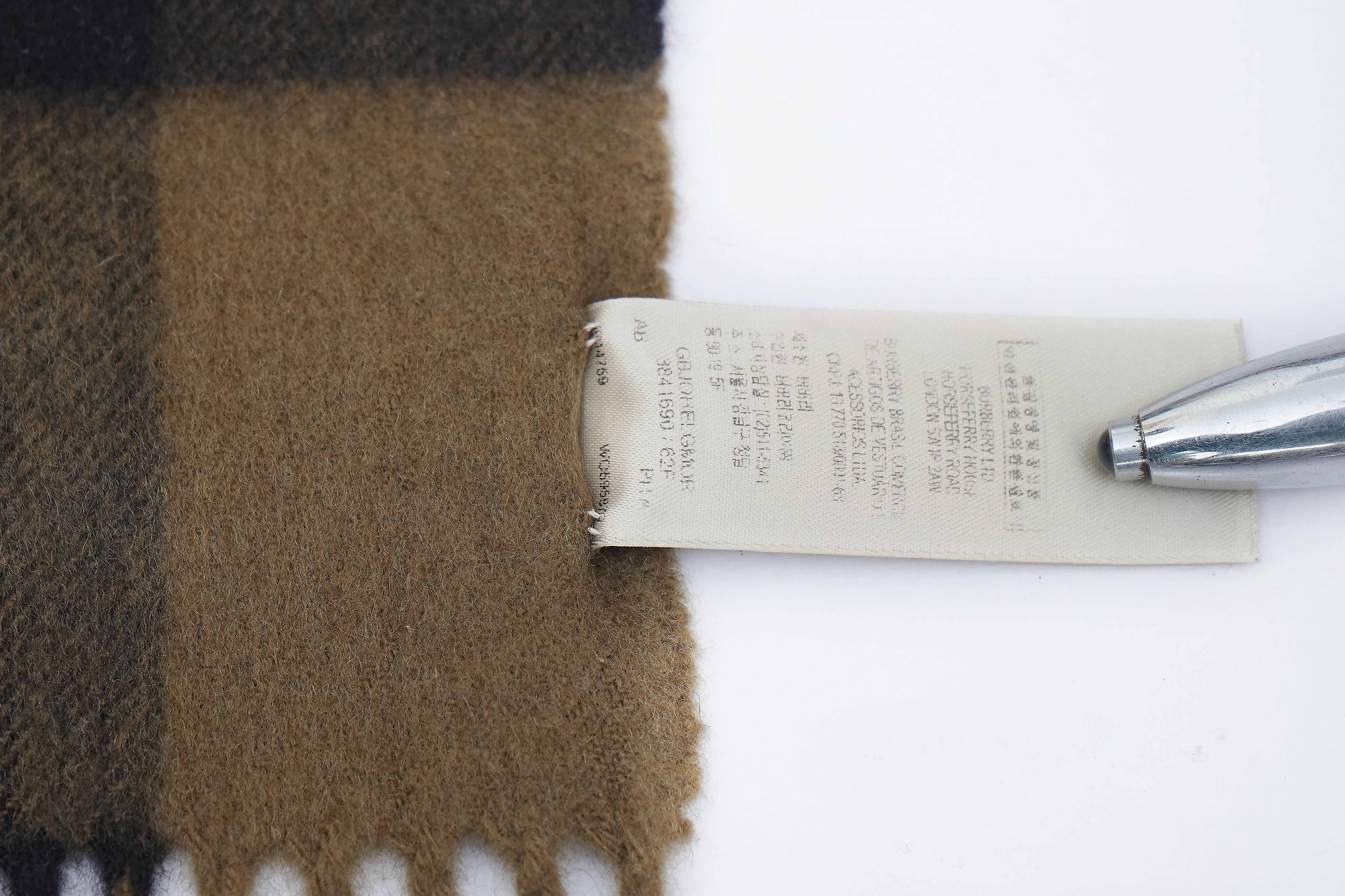 Classic Check Cashmere Military Green Scarf