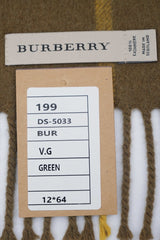 Check Cashmere Military Green Scarf