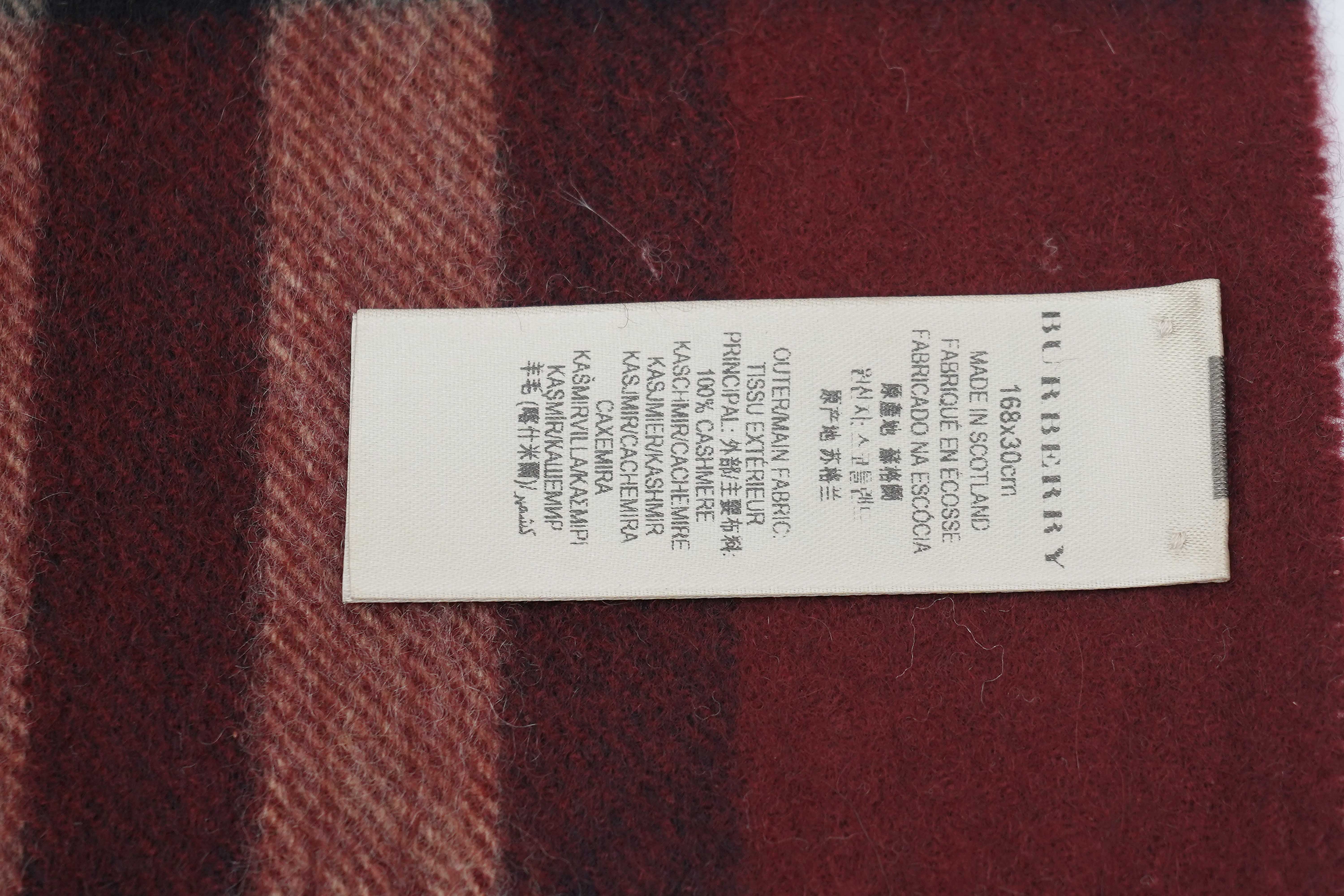 Classic Check Cashmere Maroon Scarf