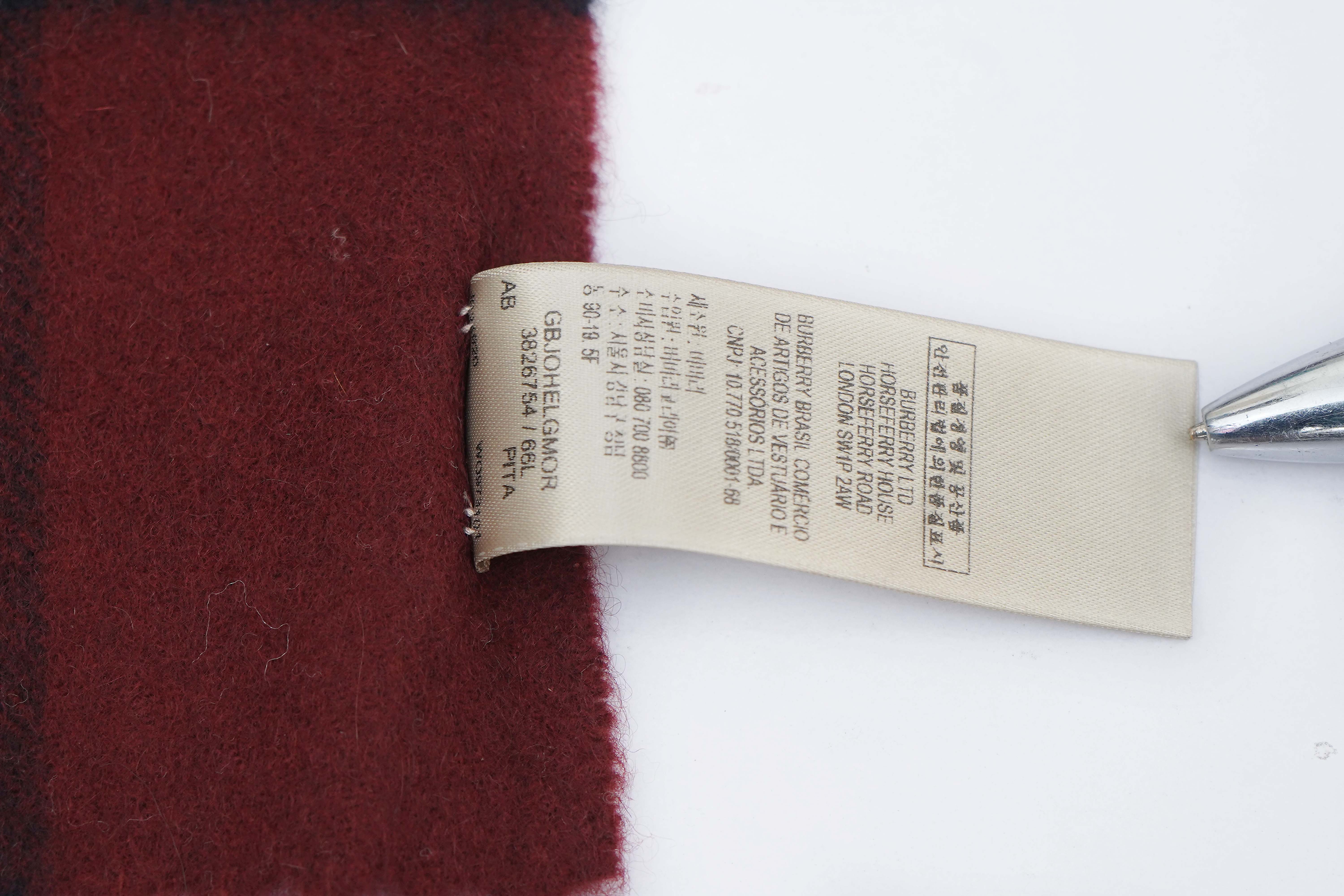 Classic Check Cashmere Maroon Scarf