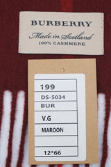 Check Cashmere Maroon Scarf