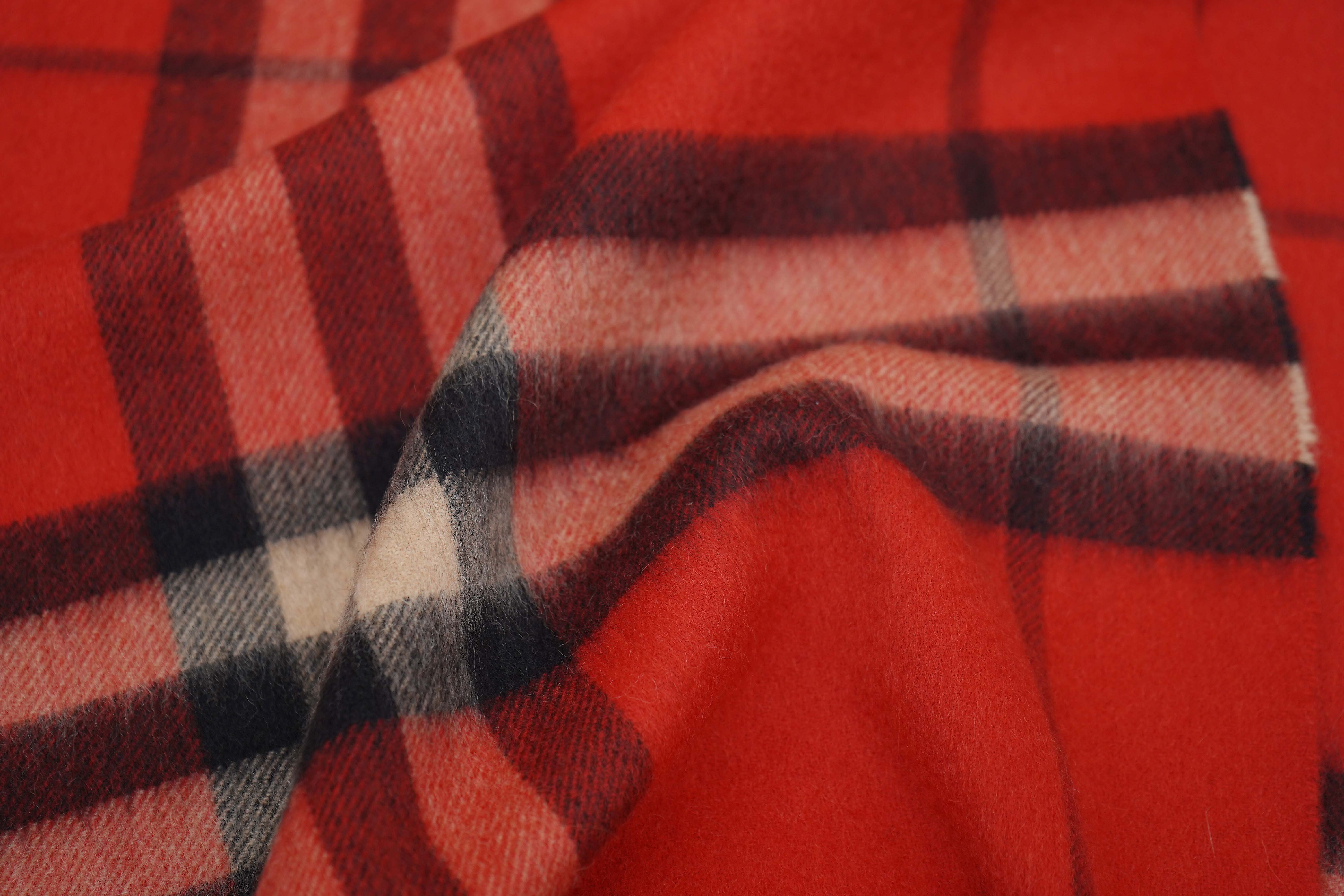 Classic Check Cashmere Red Scarf
