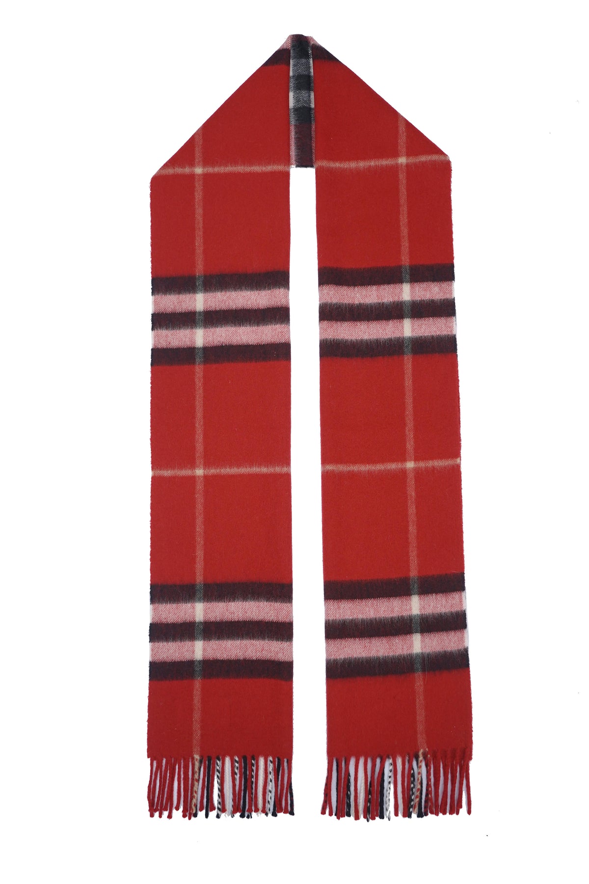 Classic Check Cashmere Red Scarf