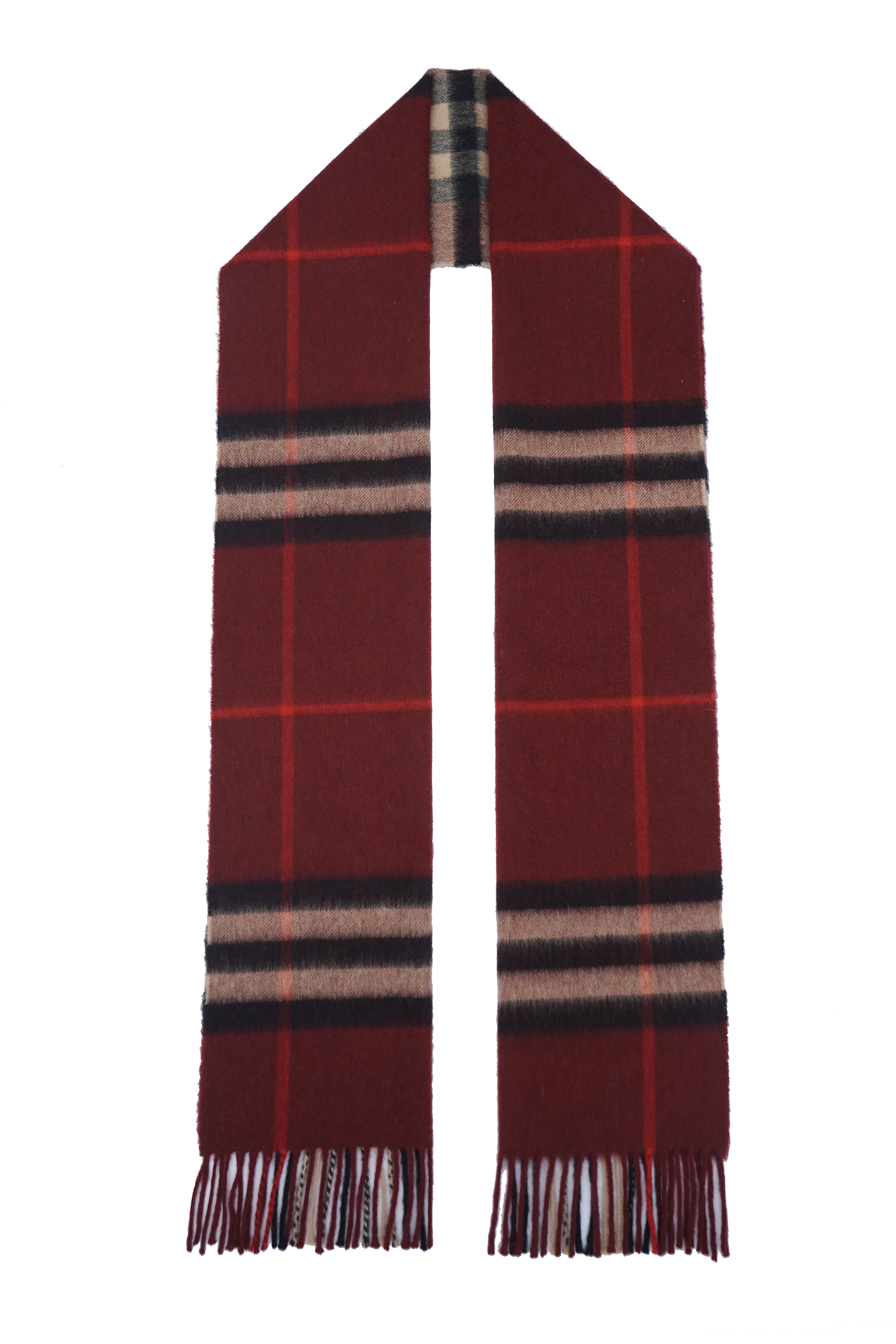 Classic Check Cashmere Maroon Scarf