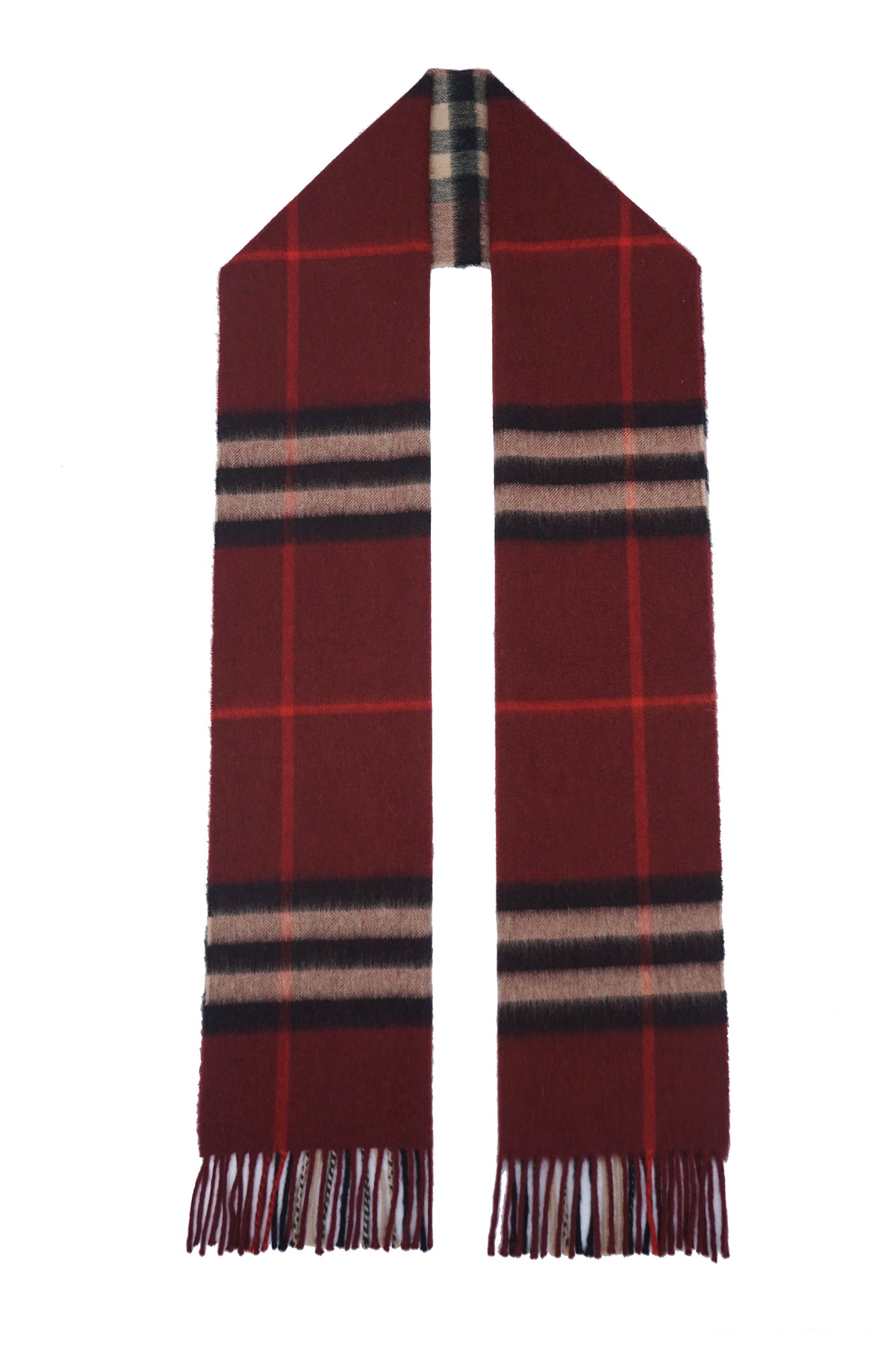 Classic Check Cashmere Maroon Scarf