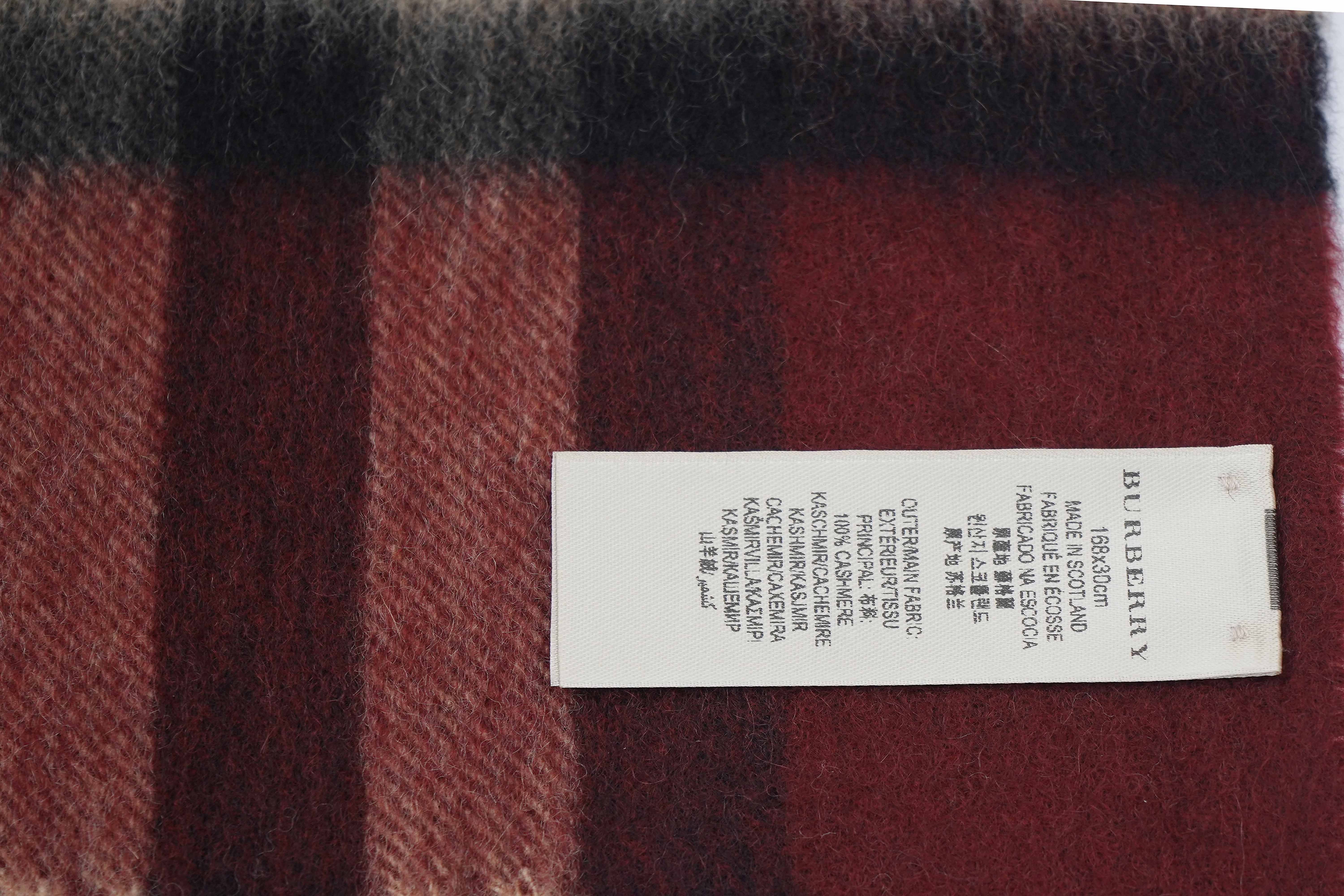 Classic Check Cashmere Maroon Scarf