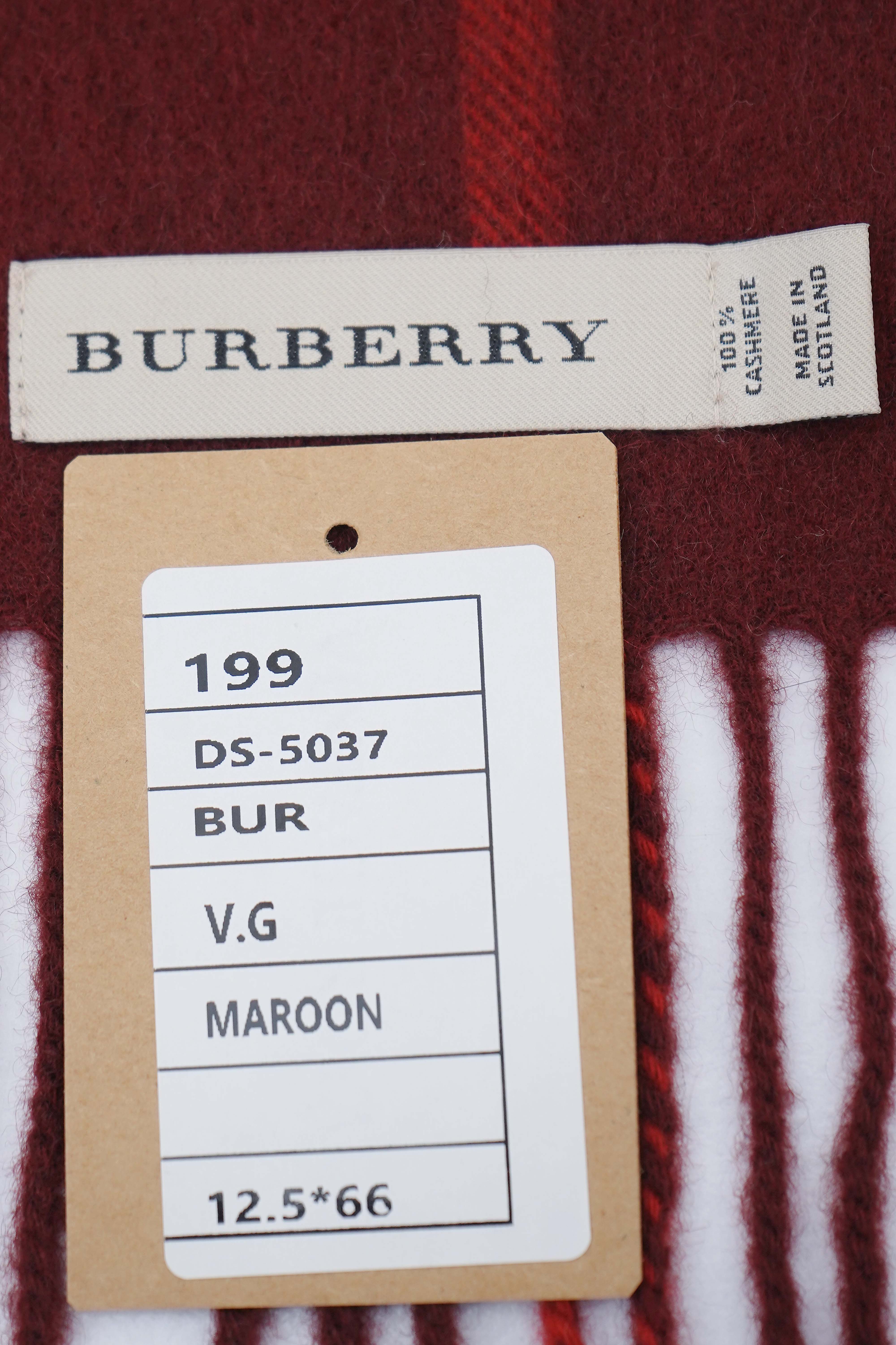 Classic Check Cashmere Maroon Scarf