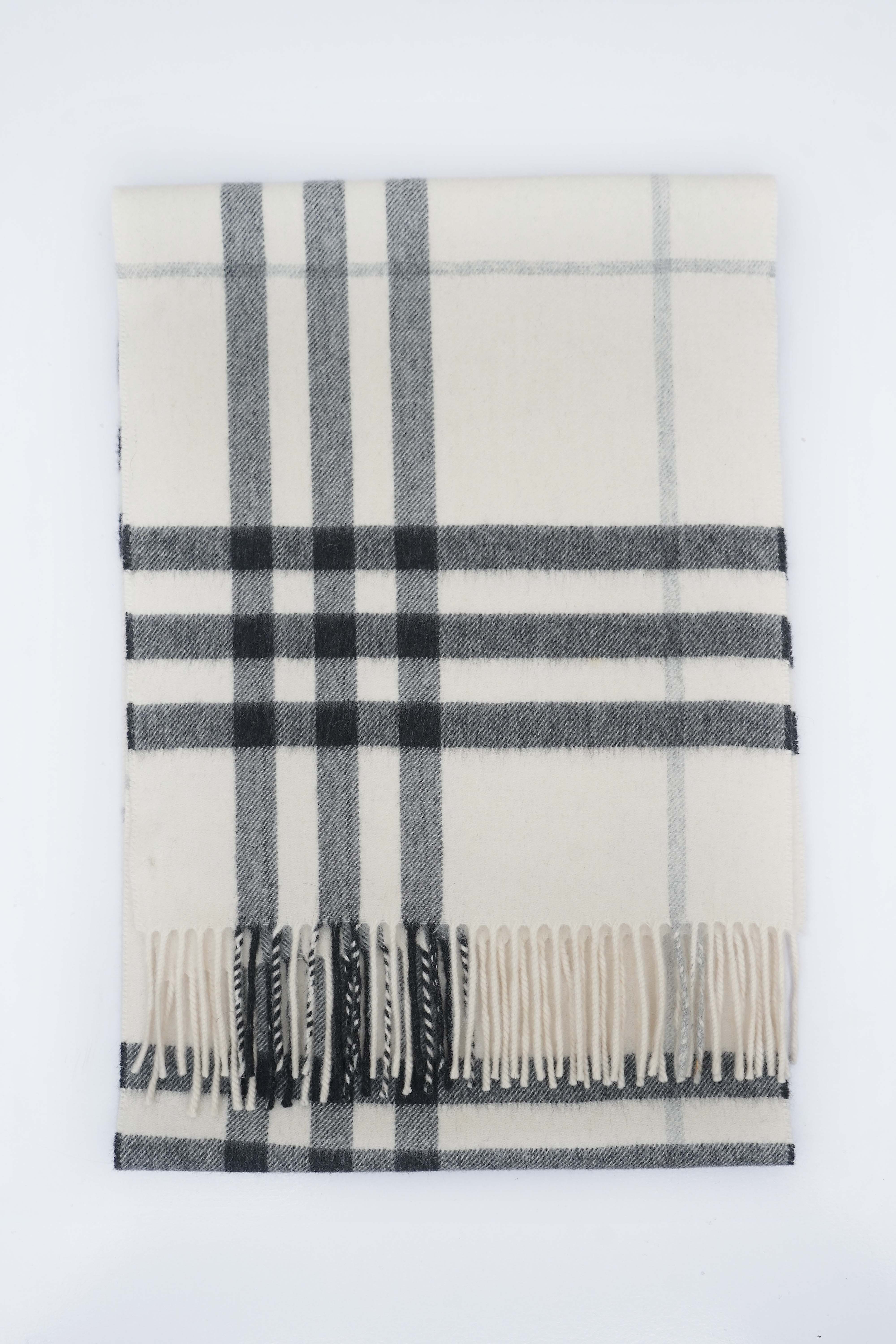 Classic Check Cashmere Ecru/Off-White Scarf
