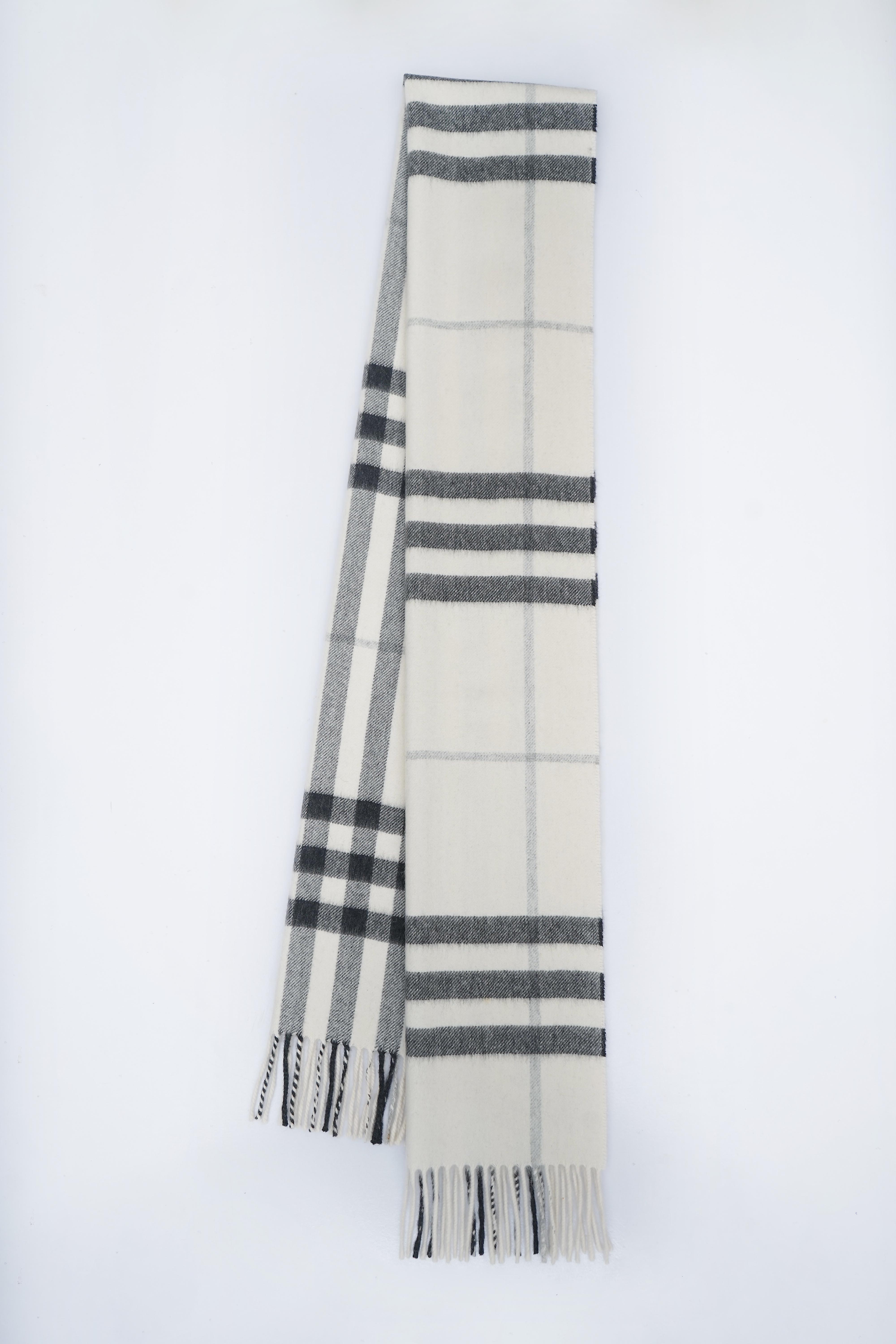 Classic Check Cashmere Ecru/Off-White Scarf