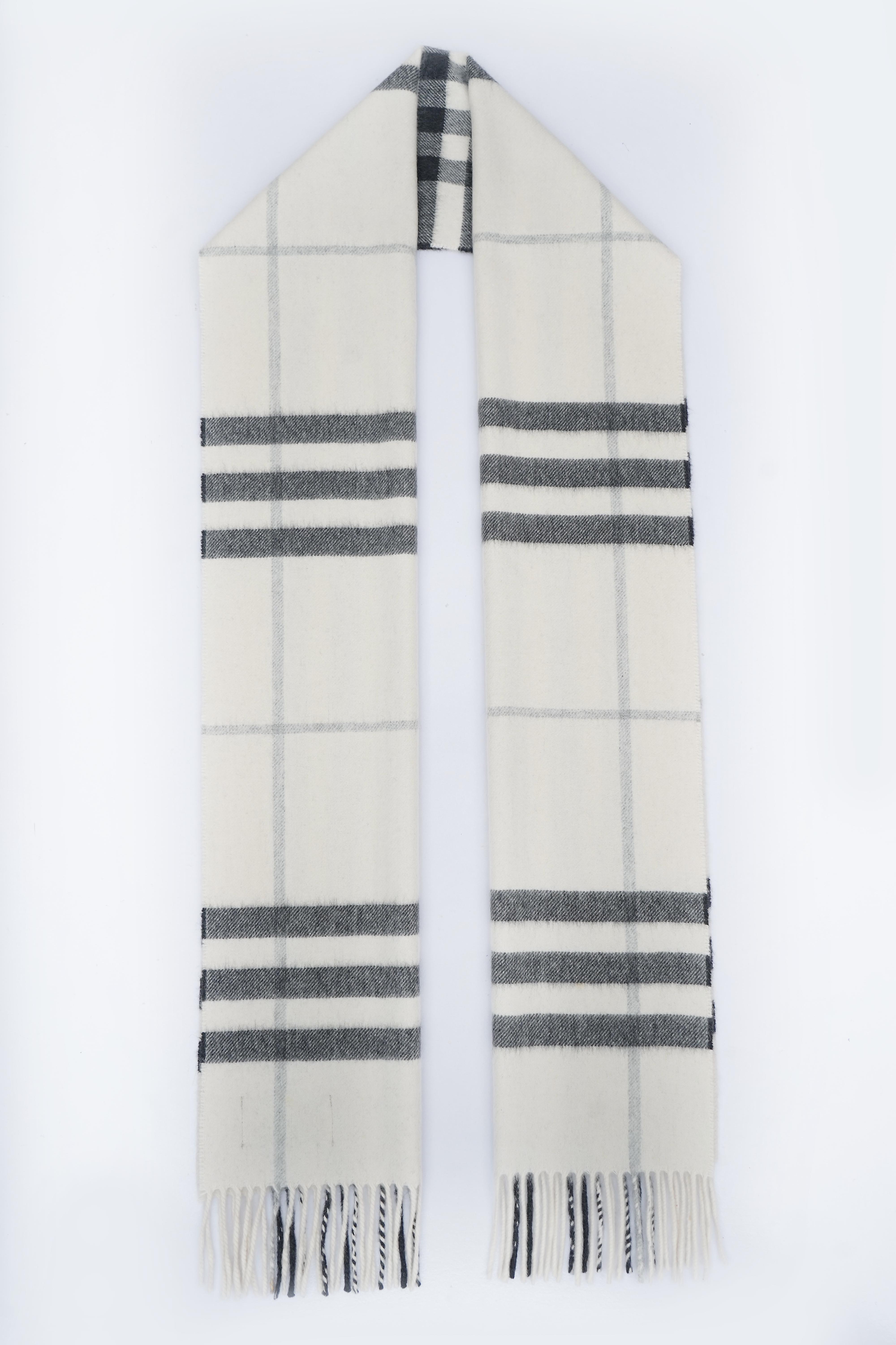 Classic Check Cashmere Ecru/Off-White Scarf