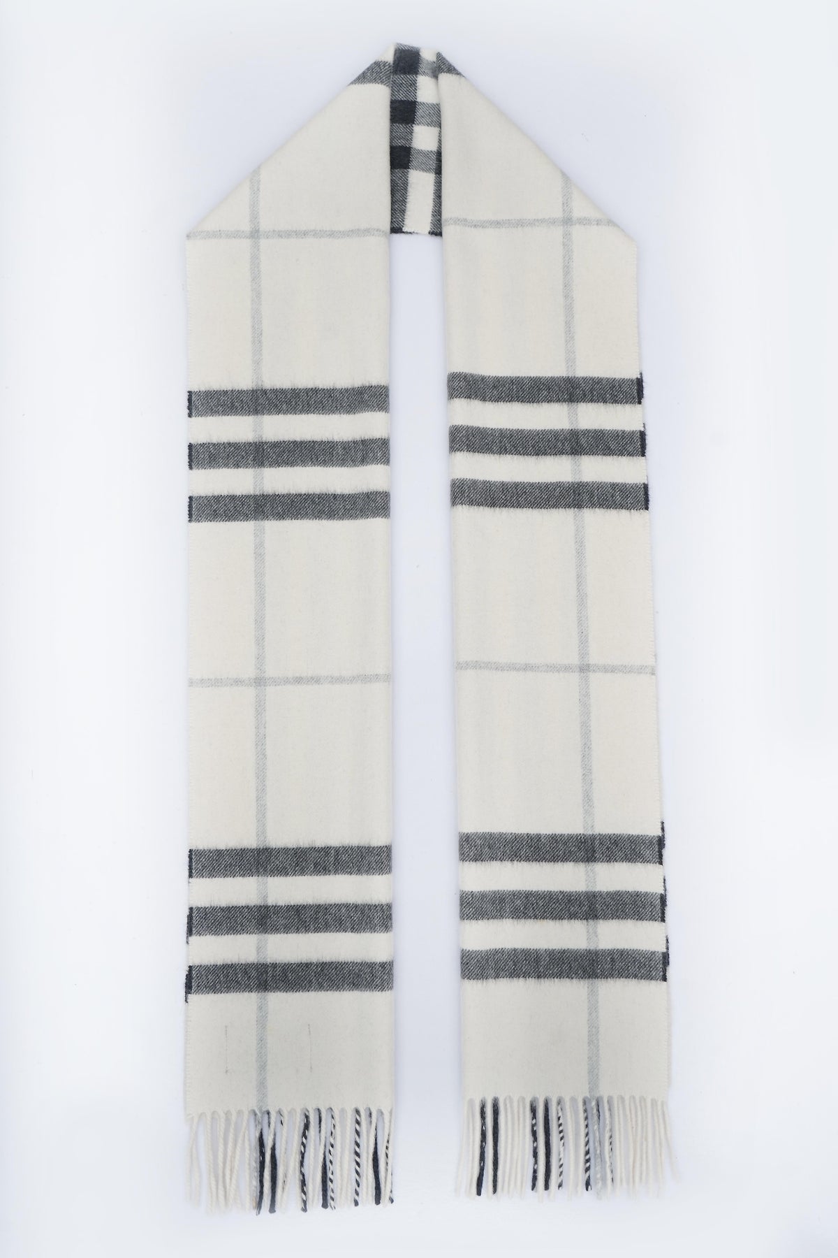 Classic Check Cashmere Ecru/Off-White Scarf