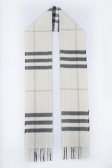 Burberry Pre-Owned Check Cashmere Ecru/Off-White Scarf