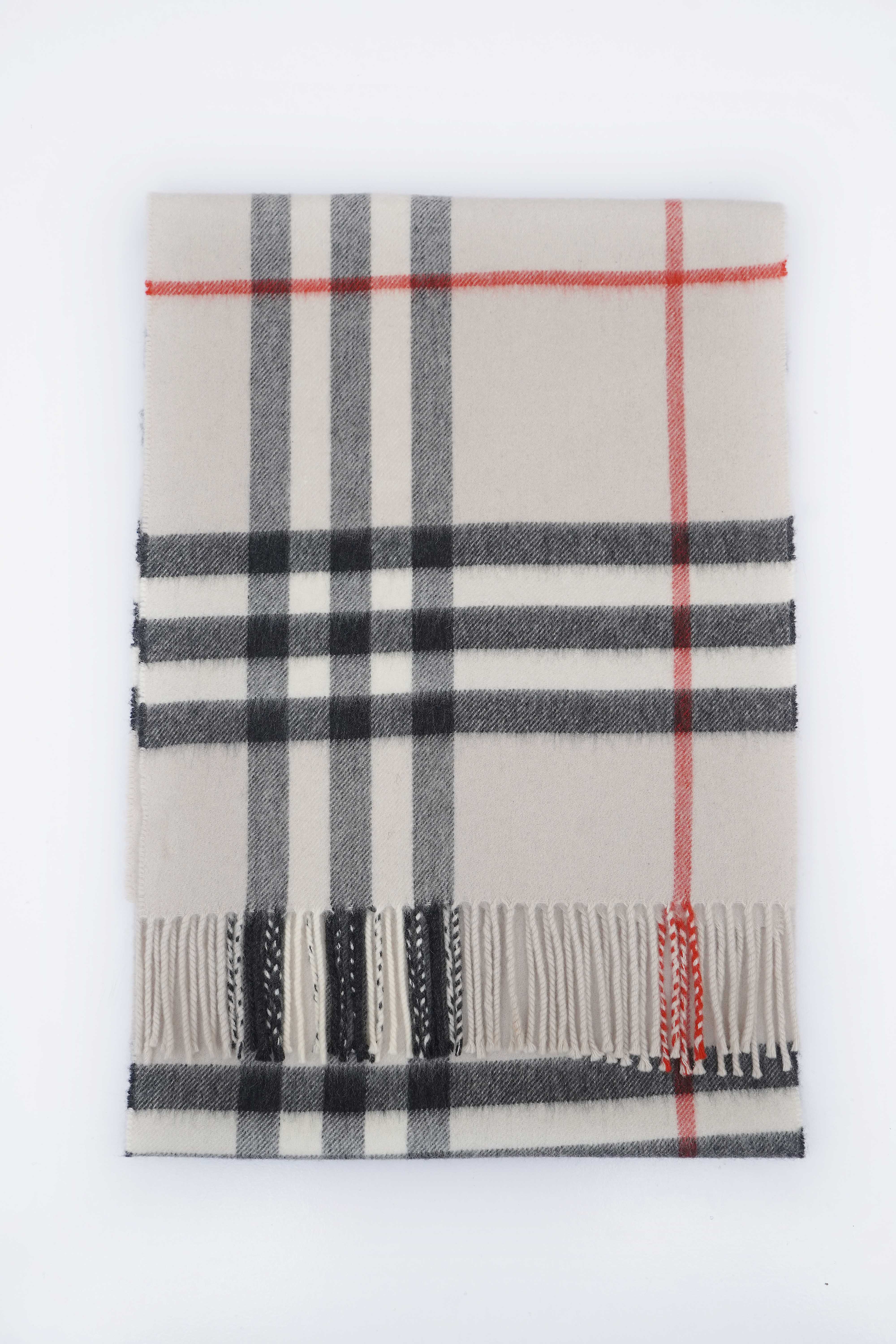 Classic Check Cashmere Ecru/Off-White Scarf
