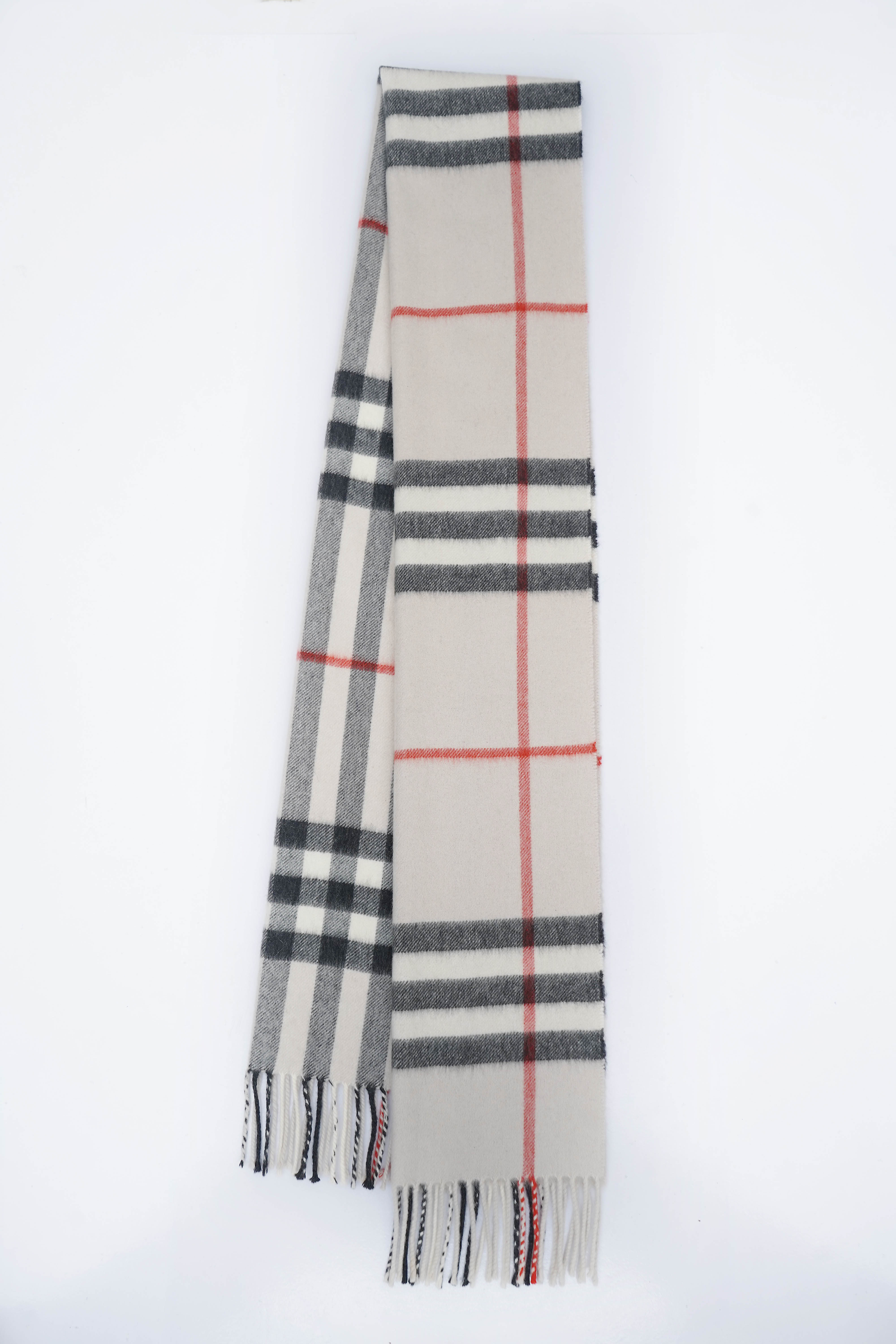Classic Check Cashmere Ecru/Off-White Scarf