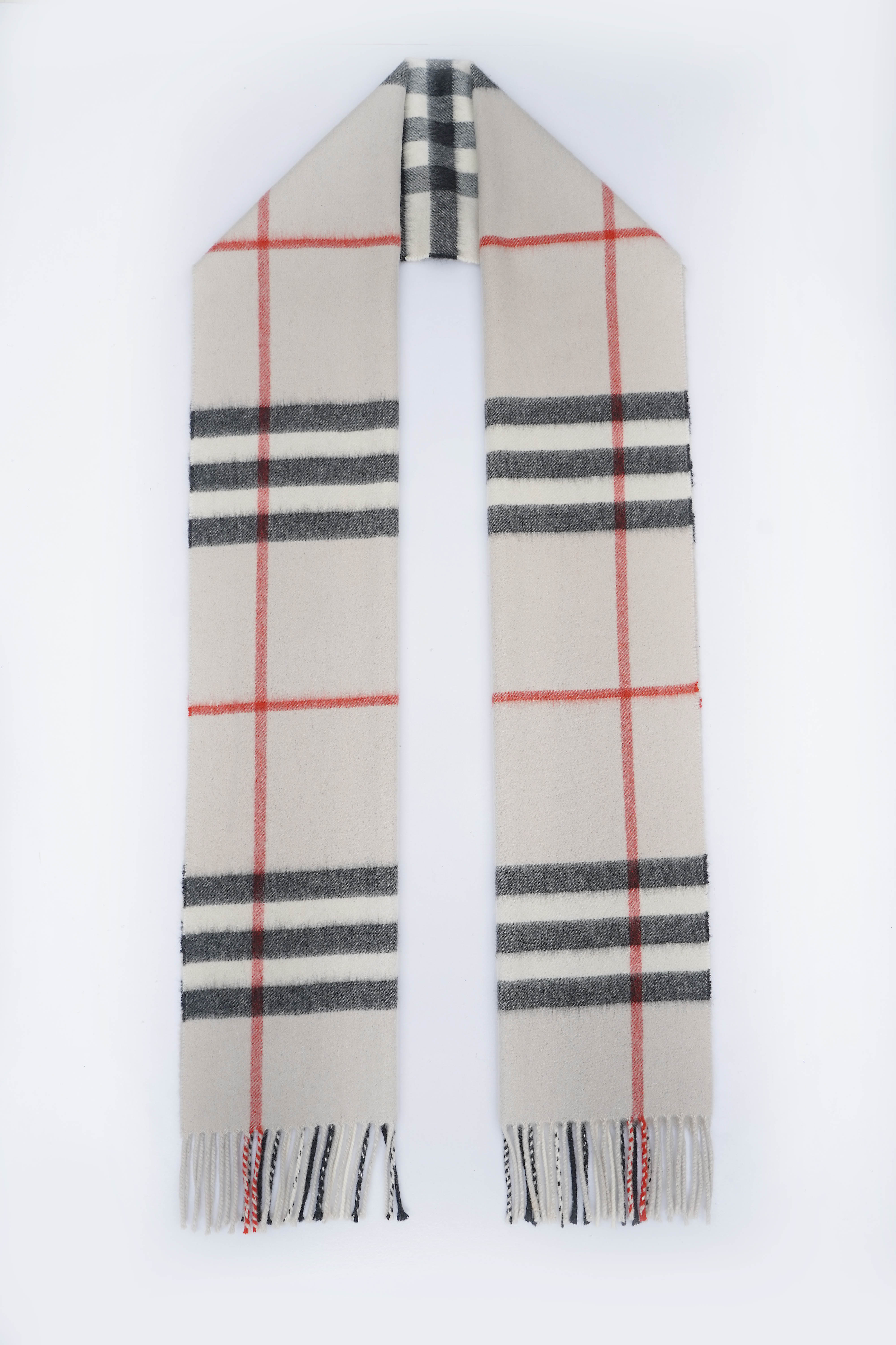 Classic Check Cashmere Ecru/Off-White Scarf