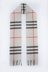 Burberry Pre-Owned Check Cashmere Ecru/Off-White Scarf