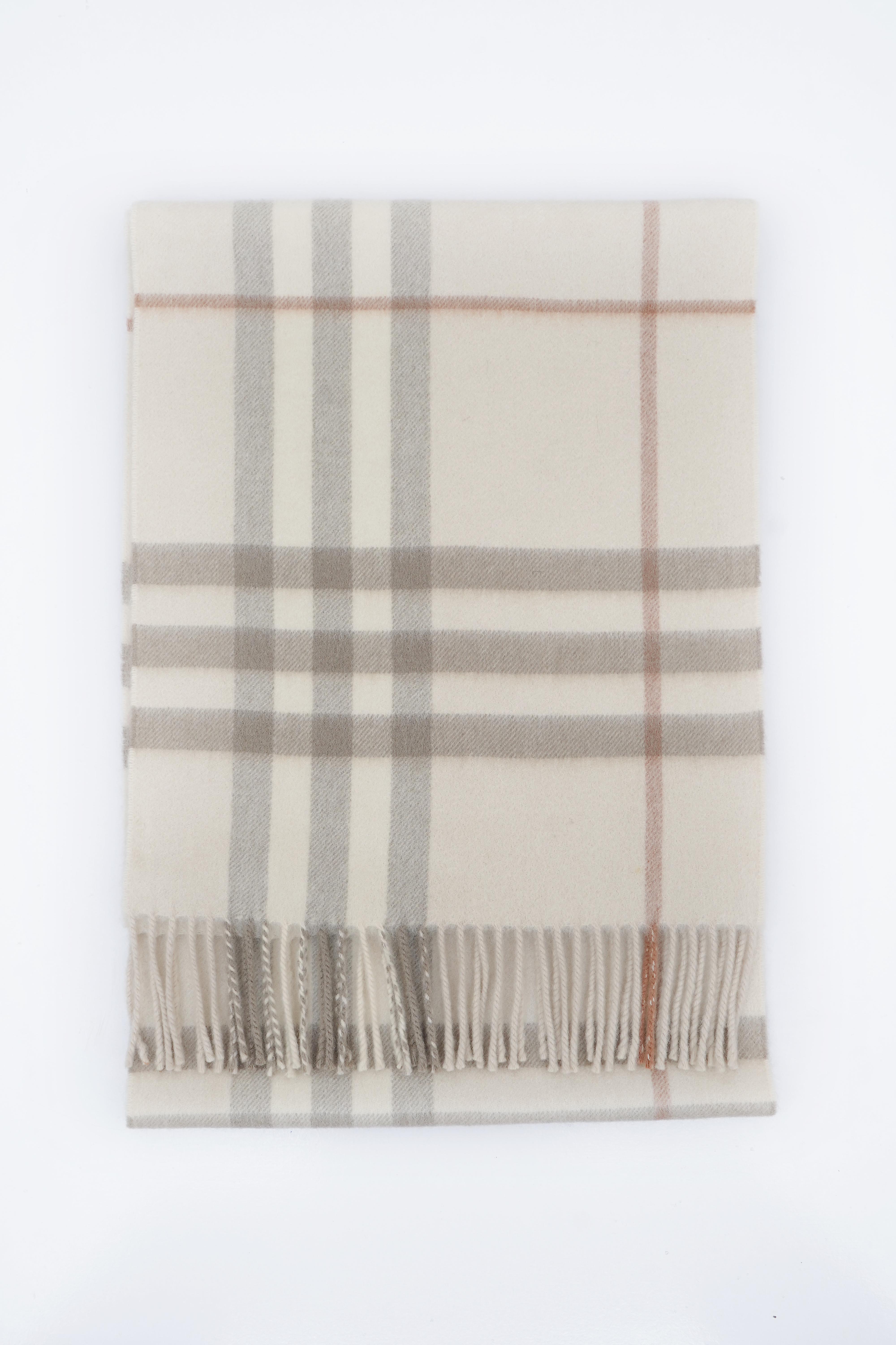 Classic Check Cashmere Ecru/Off-White Scarf