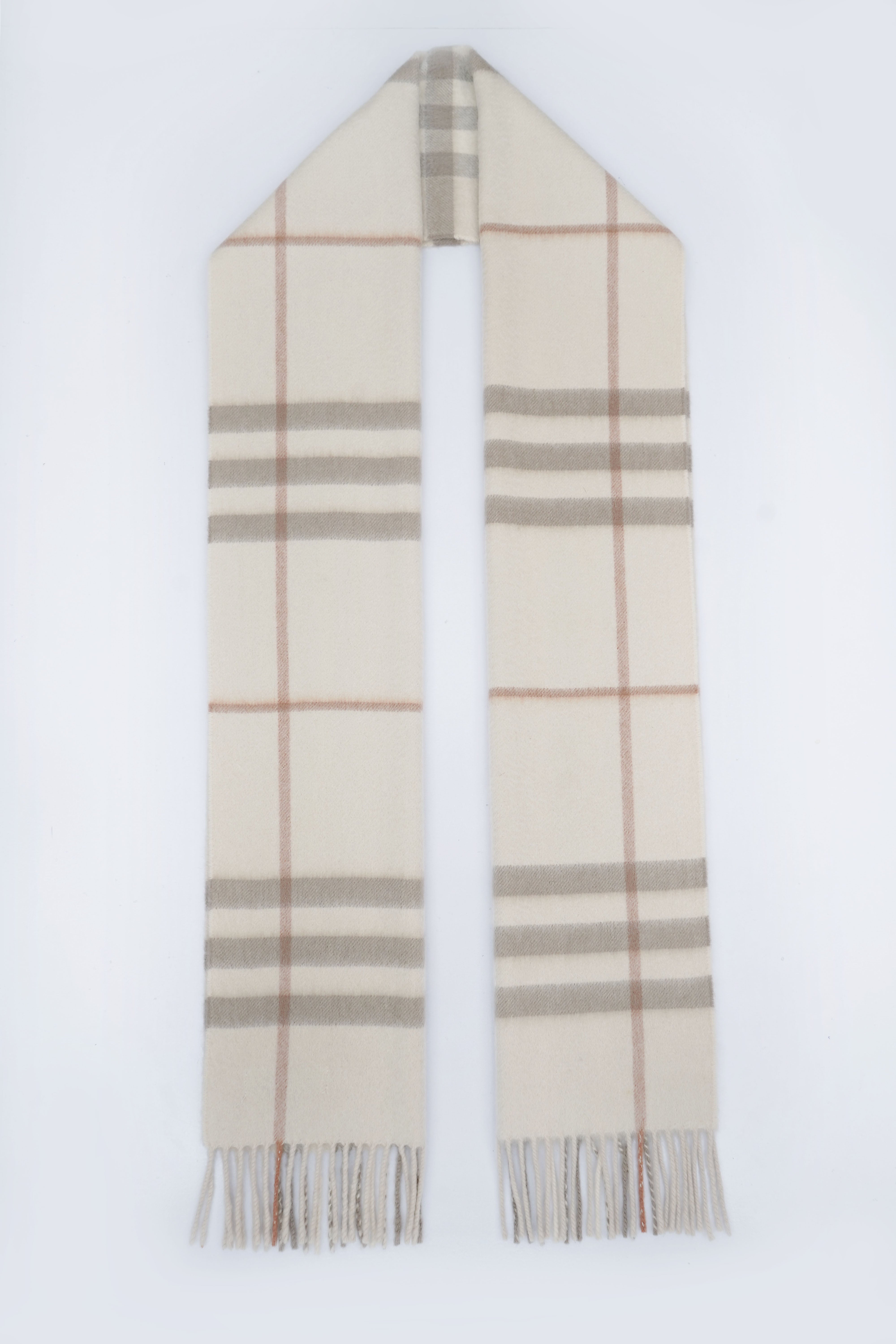 Classic Check Cashmere Ecru/Off-White Scarf