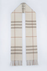 Burberry Pre-Owned Check Cashmere Ecru/Off-White Scarf