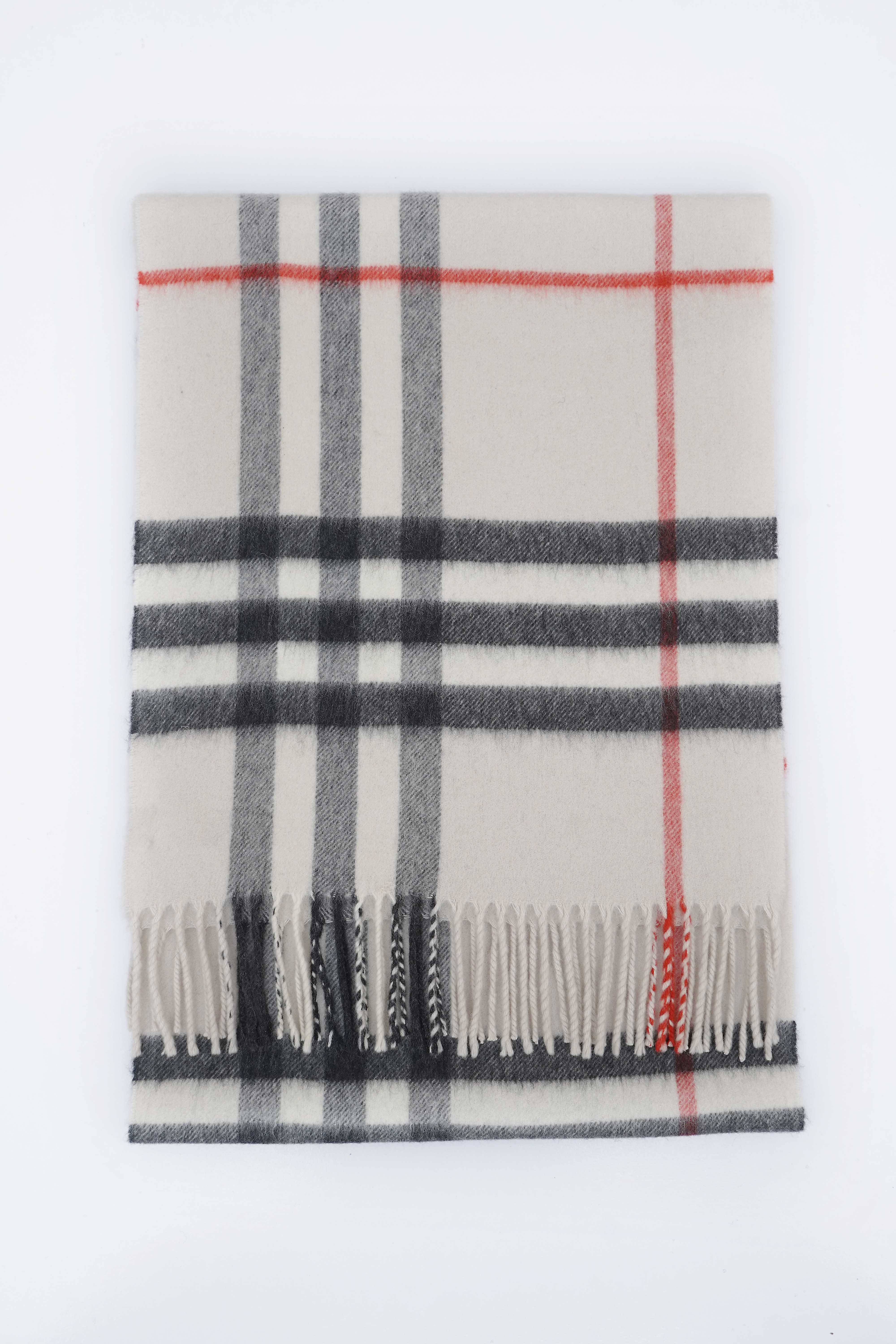 Classic Check Cashmere Ecru/Off-White Scarf