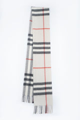 Burberry Pre-Owned Check Cashmere Ecru/Off-White Scarf