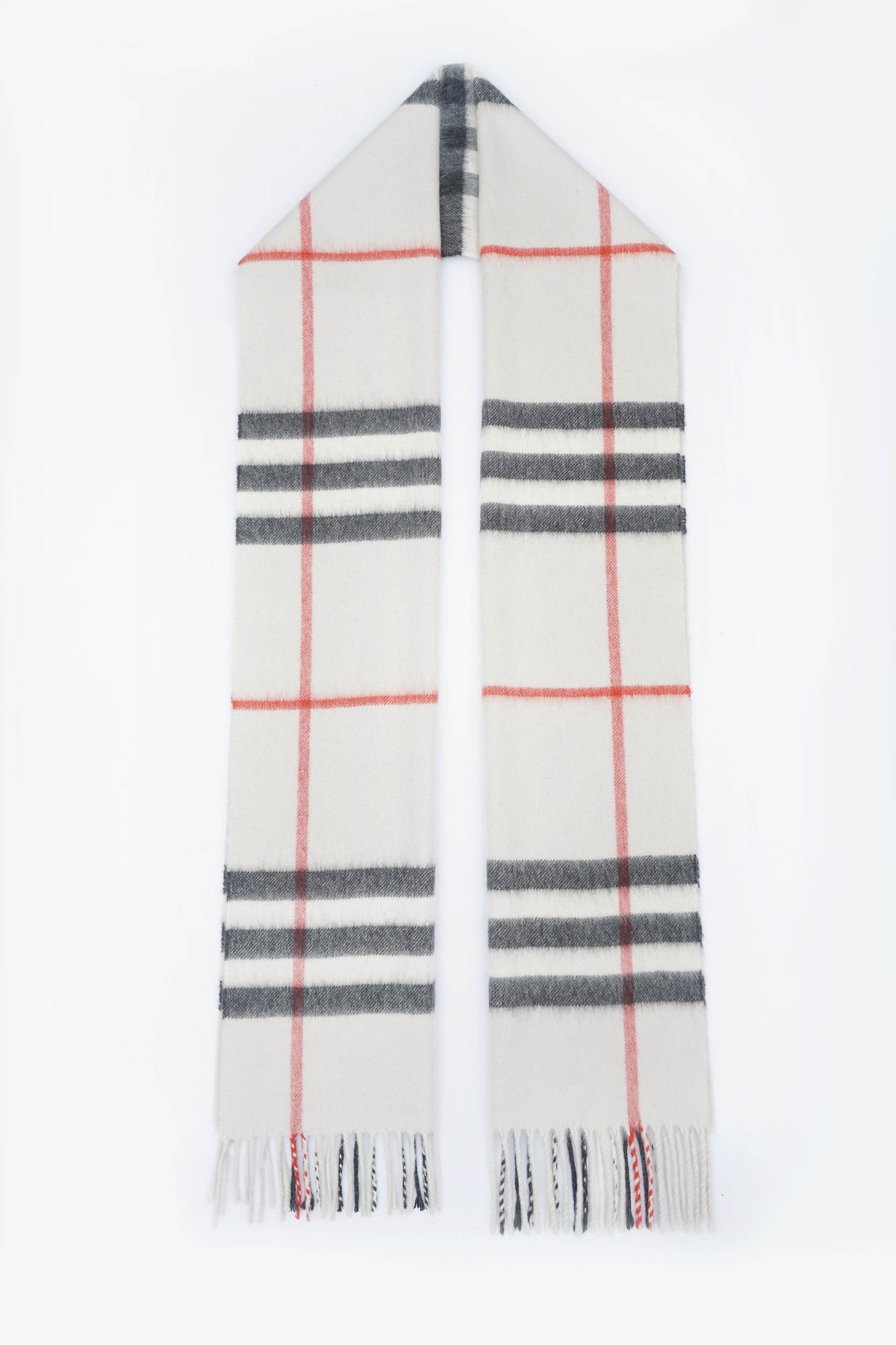 Classic Check Cashmere Ecru/Off-White Scarf