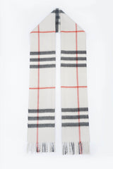 Burberry Pre-Owned Check Cashmere Ecru/Off-White Scarf
