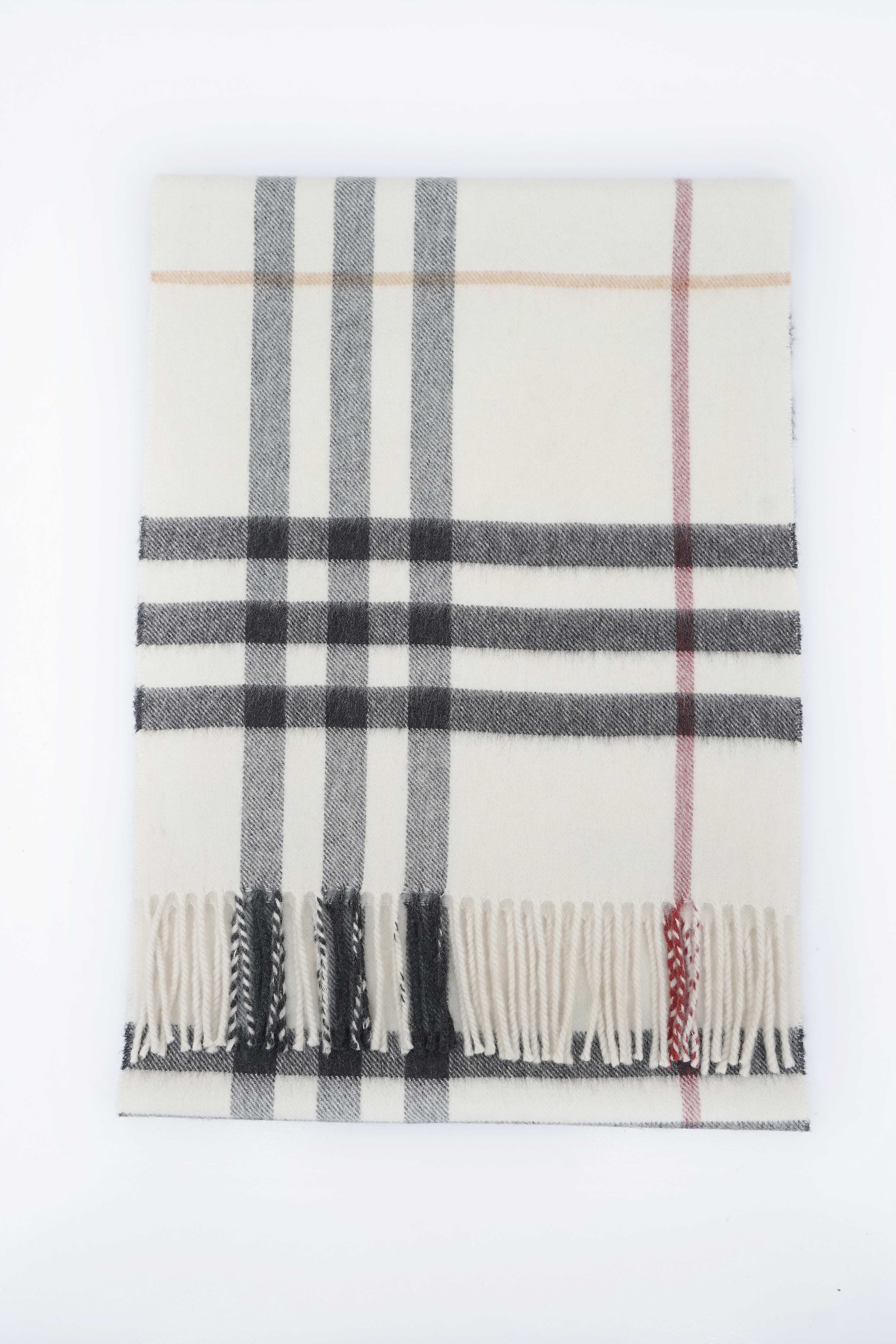 Classic Check Cashmere Ecru/Off-White Scarf