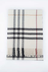 Burberry Pre-Owned Check Cashmere Ecru/Off-White Scarf
