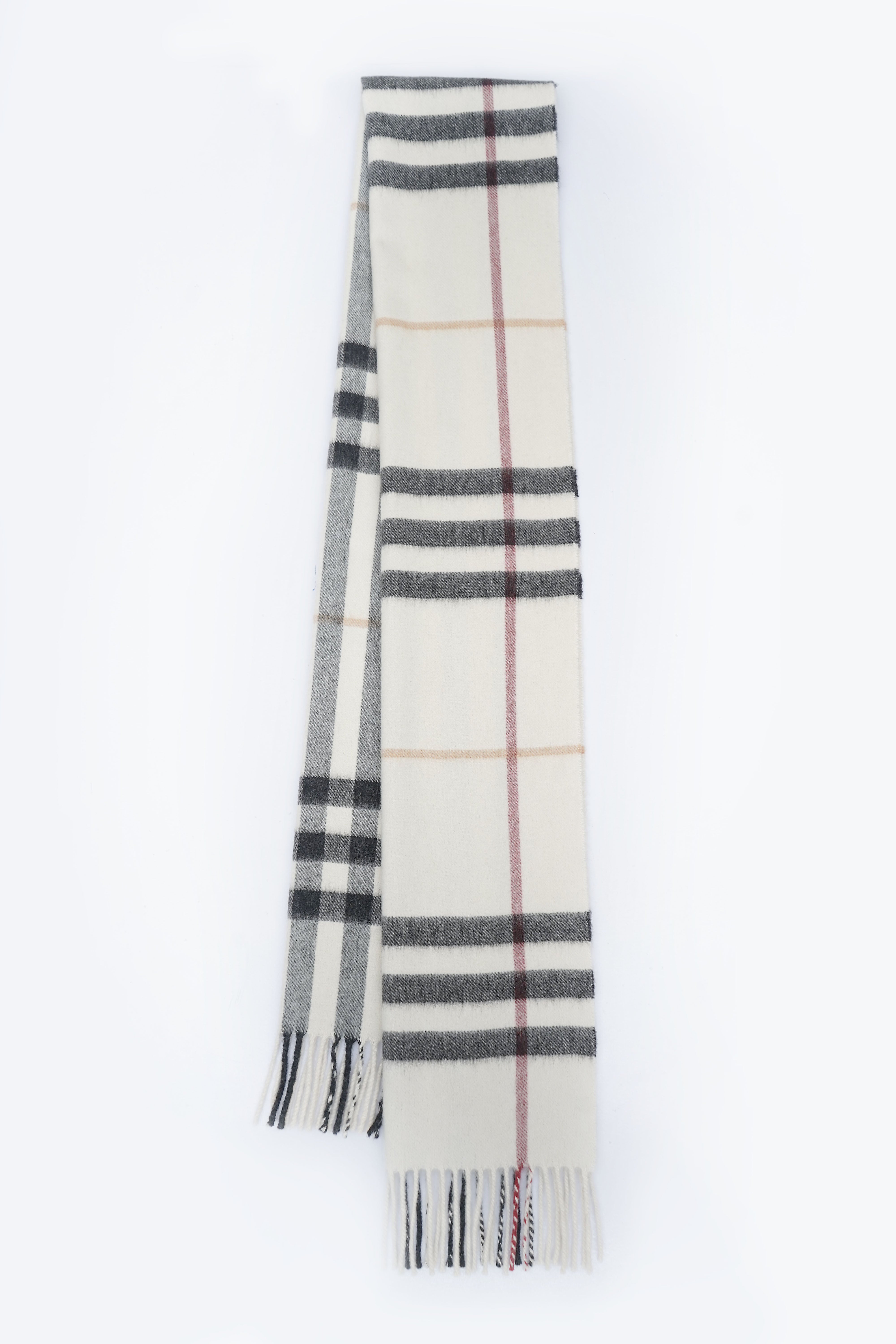 Classic Check Cashmere Ecru/Off-White Scarf