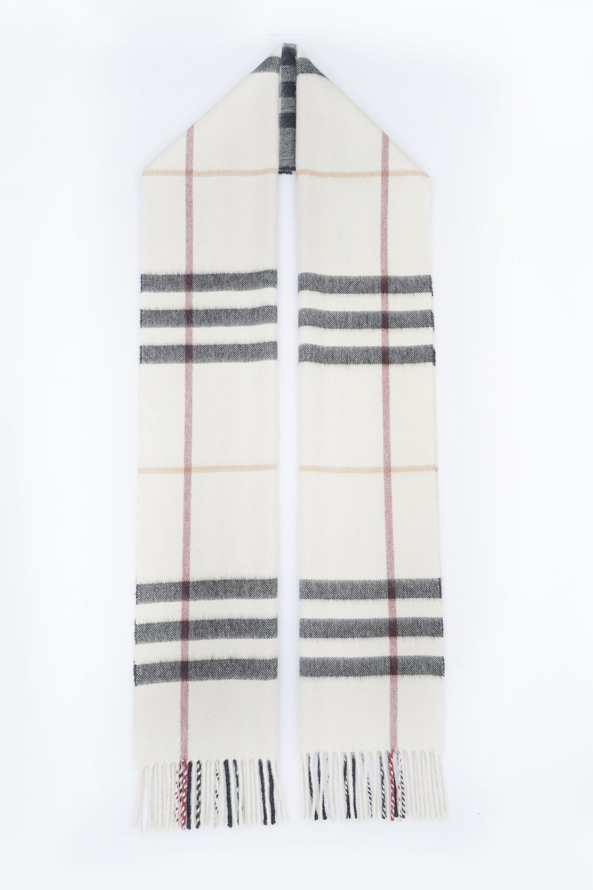 Classic Check Cashmere Ecru/Off-White Scarf