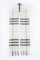 Burberry Pre-Owned Check Cashmere Ecru/Off-White Scarf