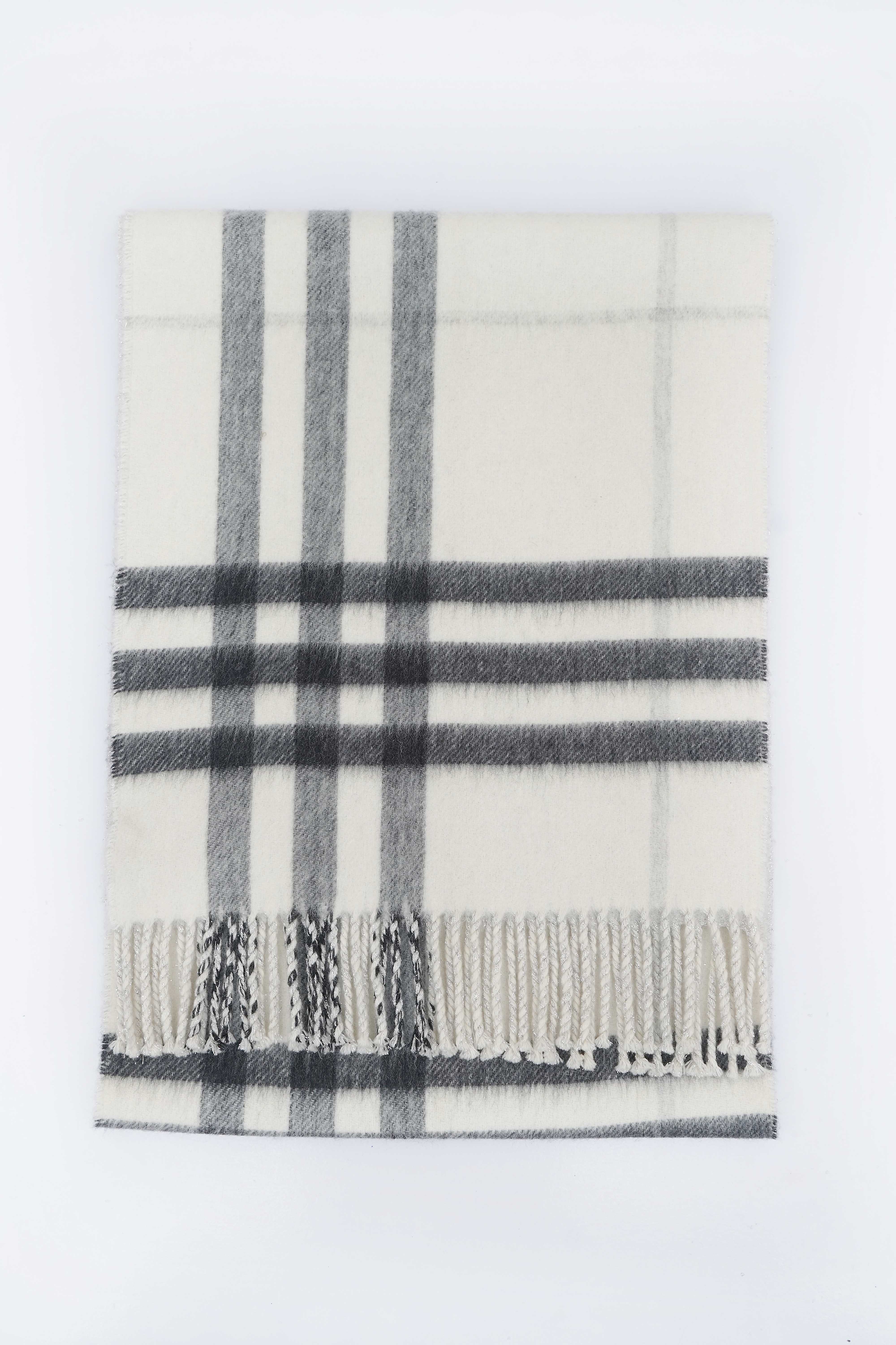 Classic Check Cashmere Ecru/Off-White Scarf