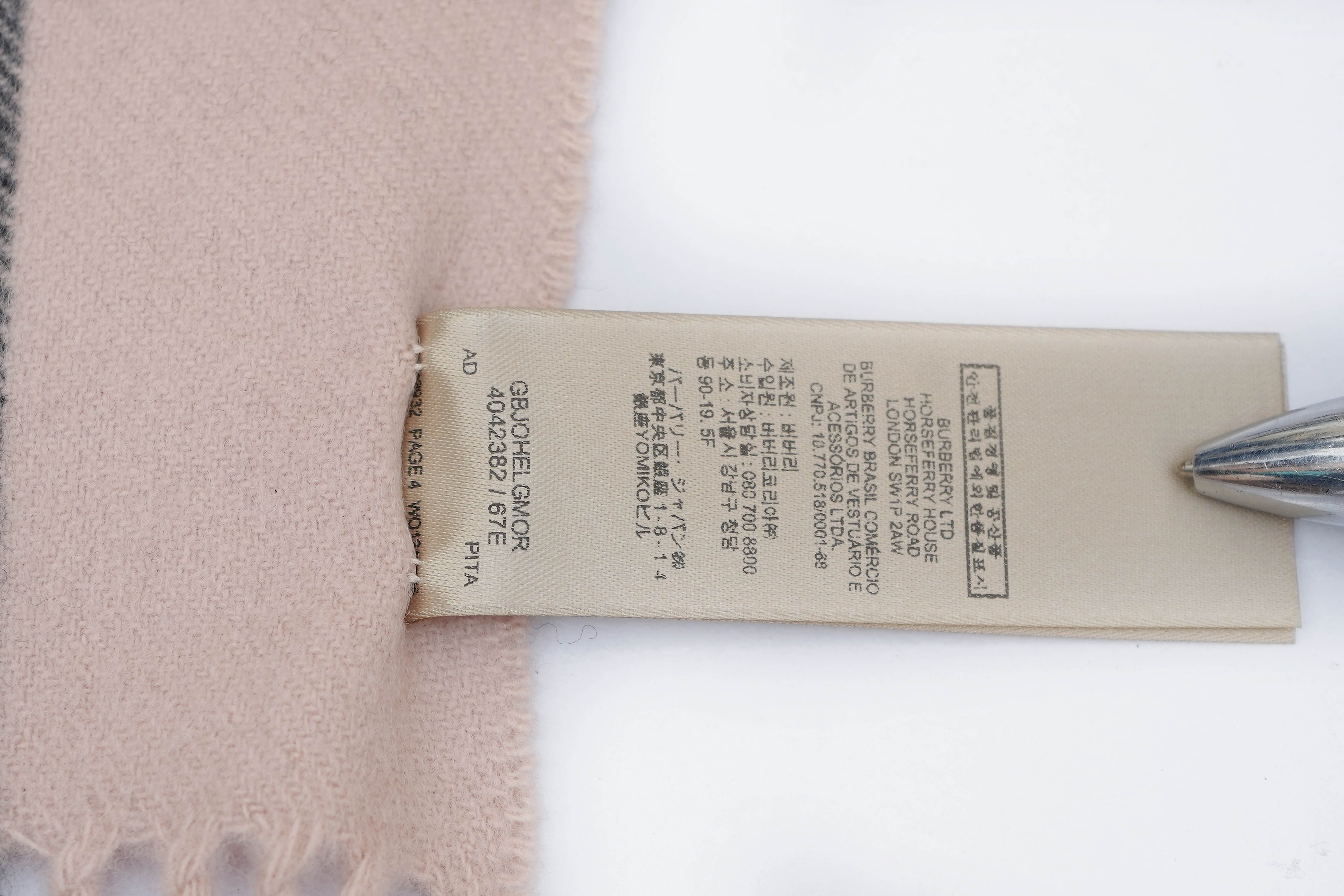 Classic Check Cashmere Pink Scarf
