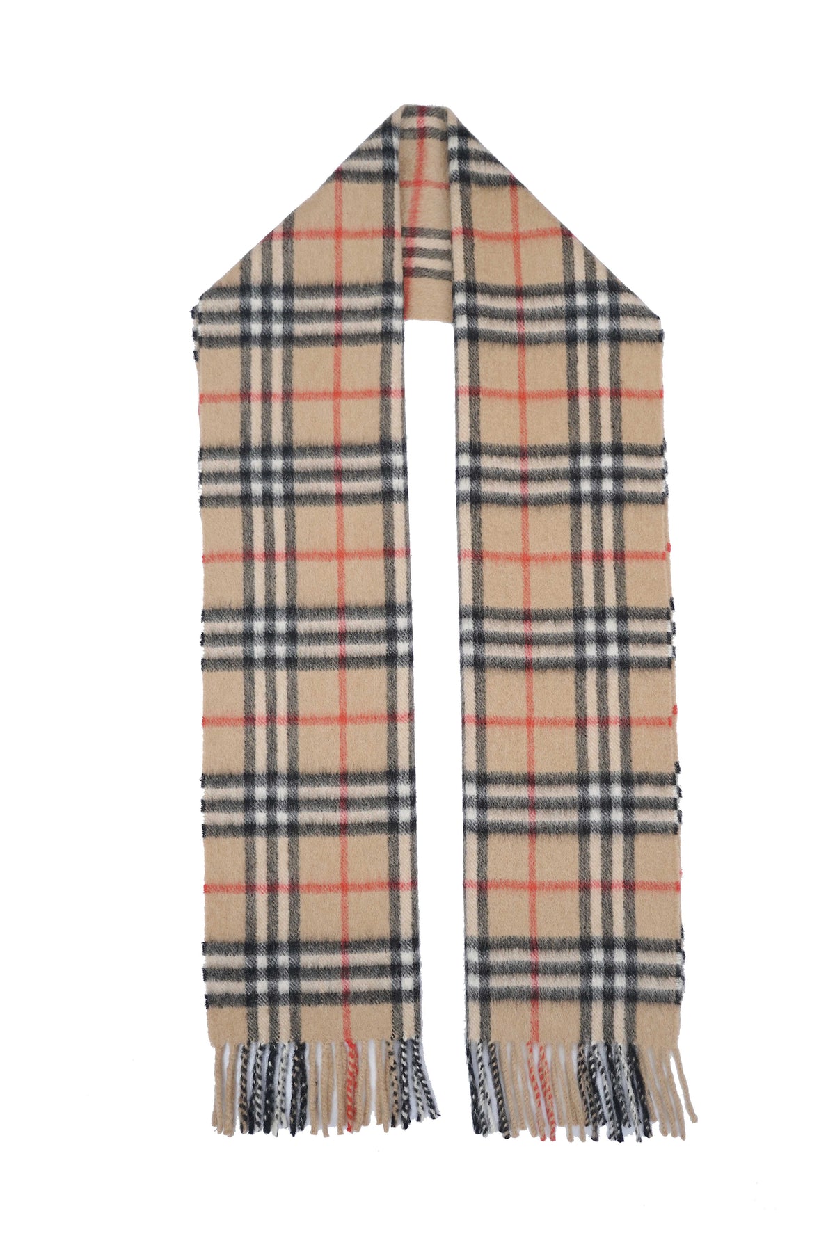 Check Cashmere Beige Scarf