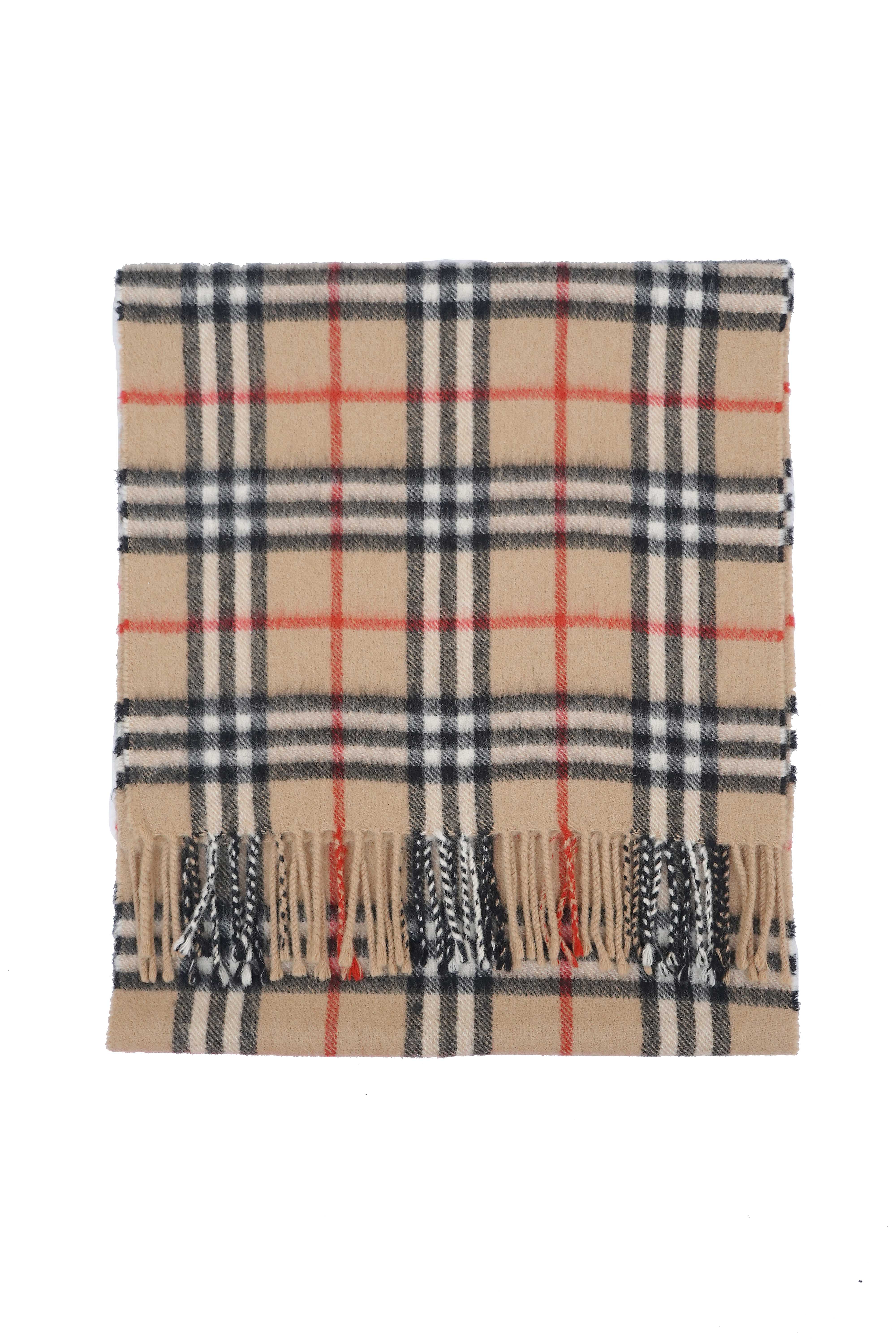 Classic Check Cashmere/Lambswool Beige Scarf