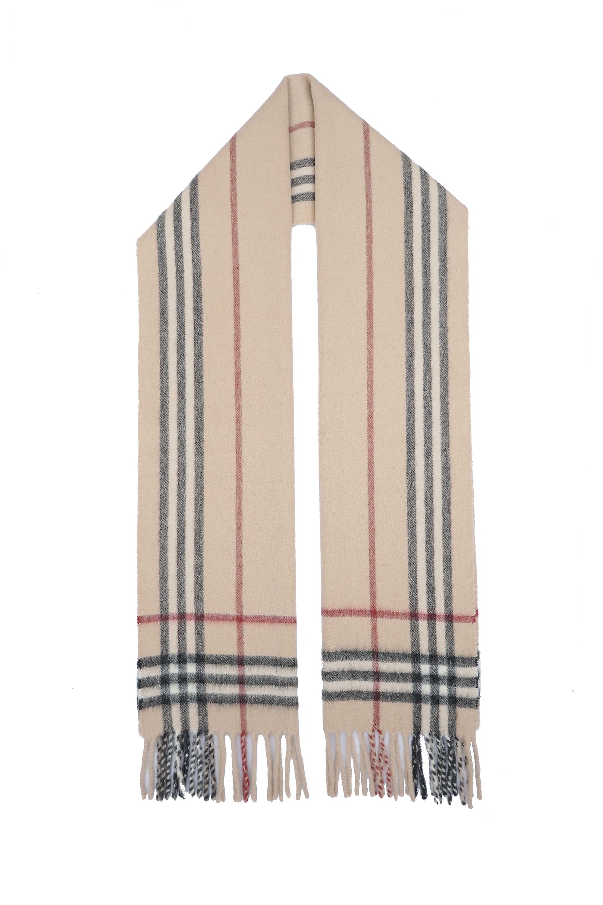 Classic Check Cashmere/Wool Beige Scarf