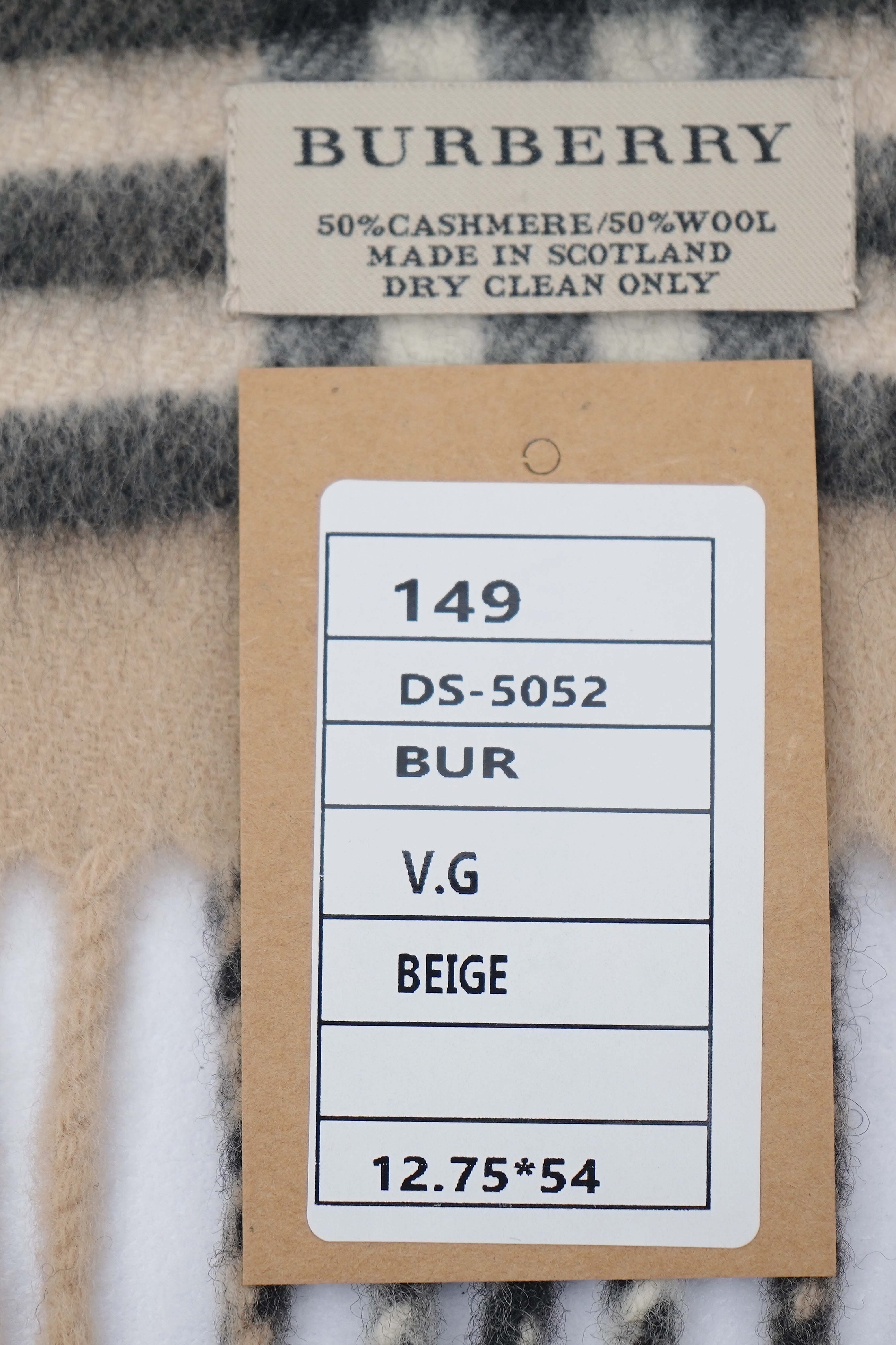 Classic Check Cashmere/Wool Beige Scarf