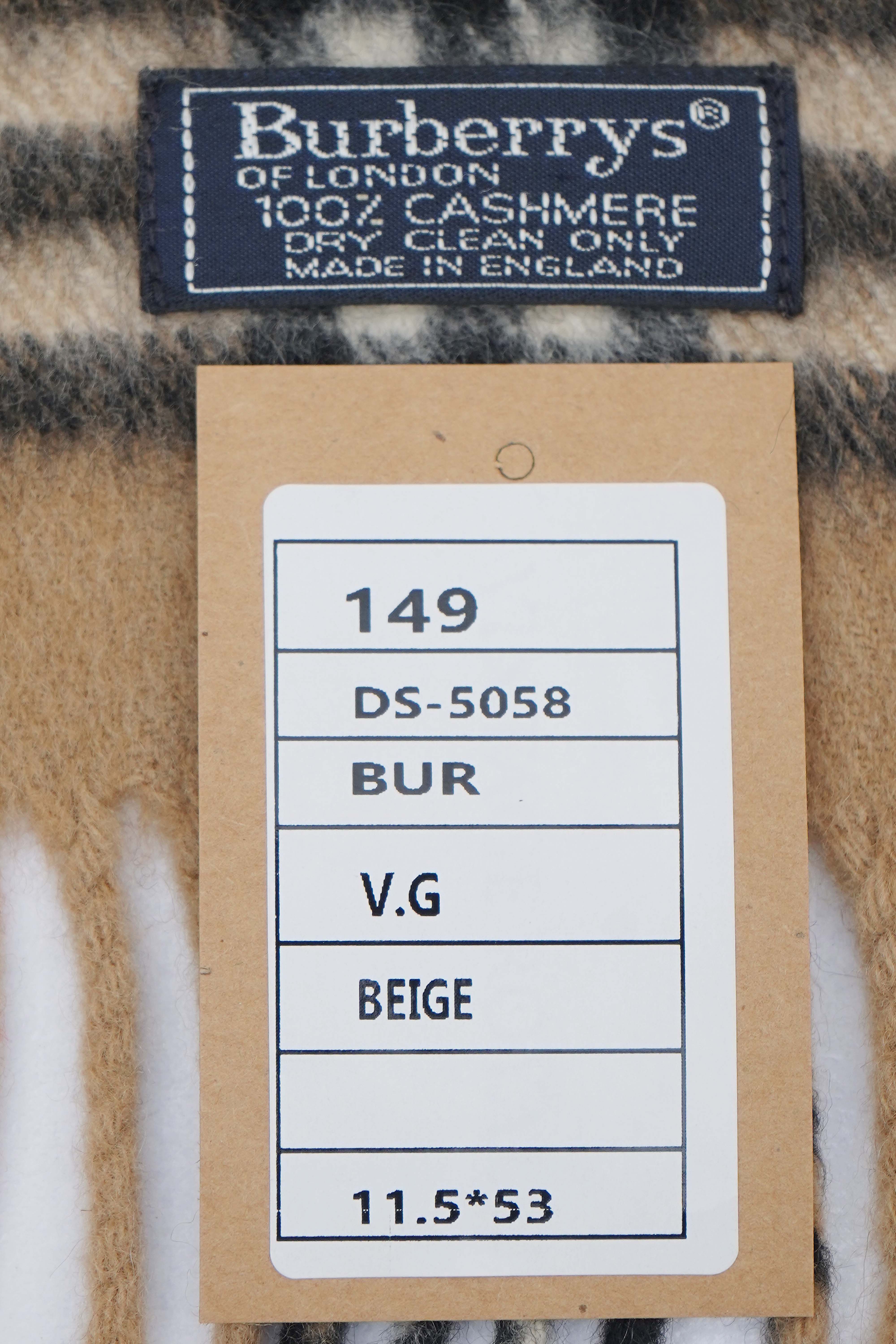 Classic Check Cashmere Beige Scarf