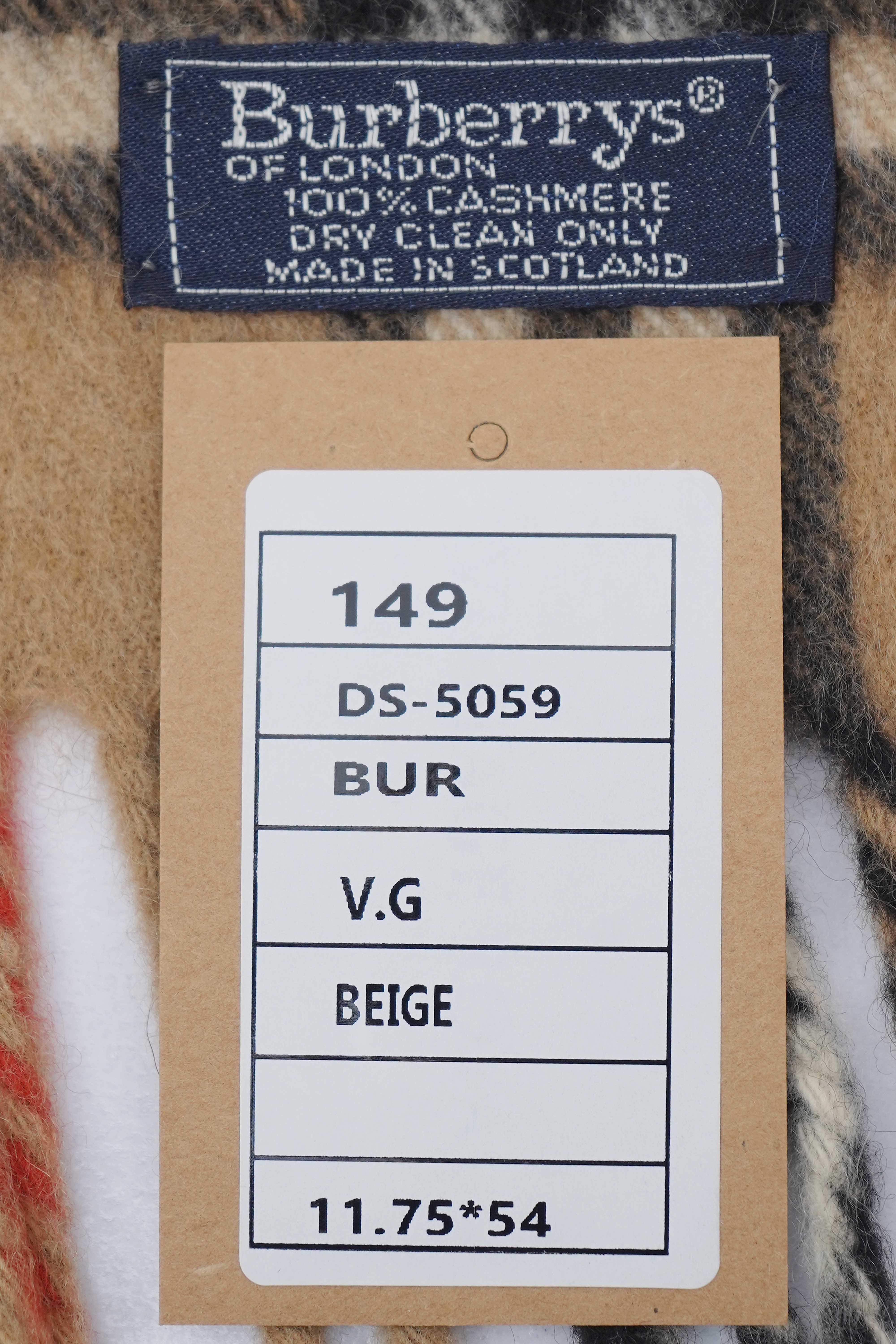 Classic Check Cashmere Beige Scarf