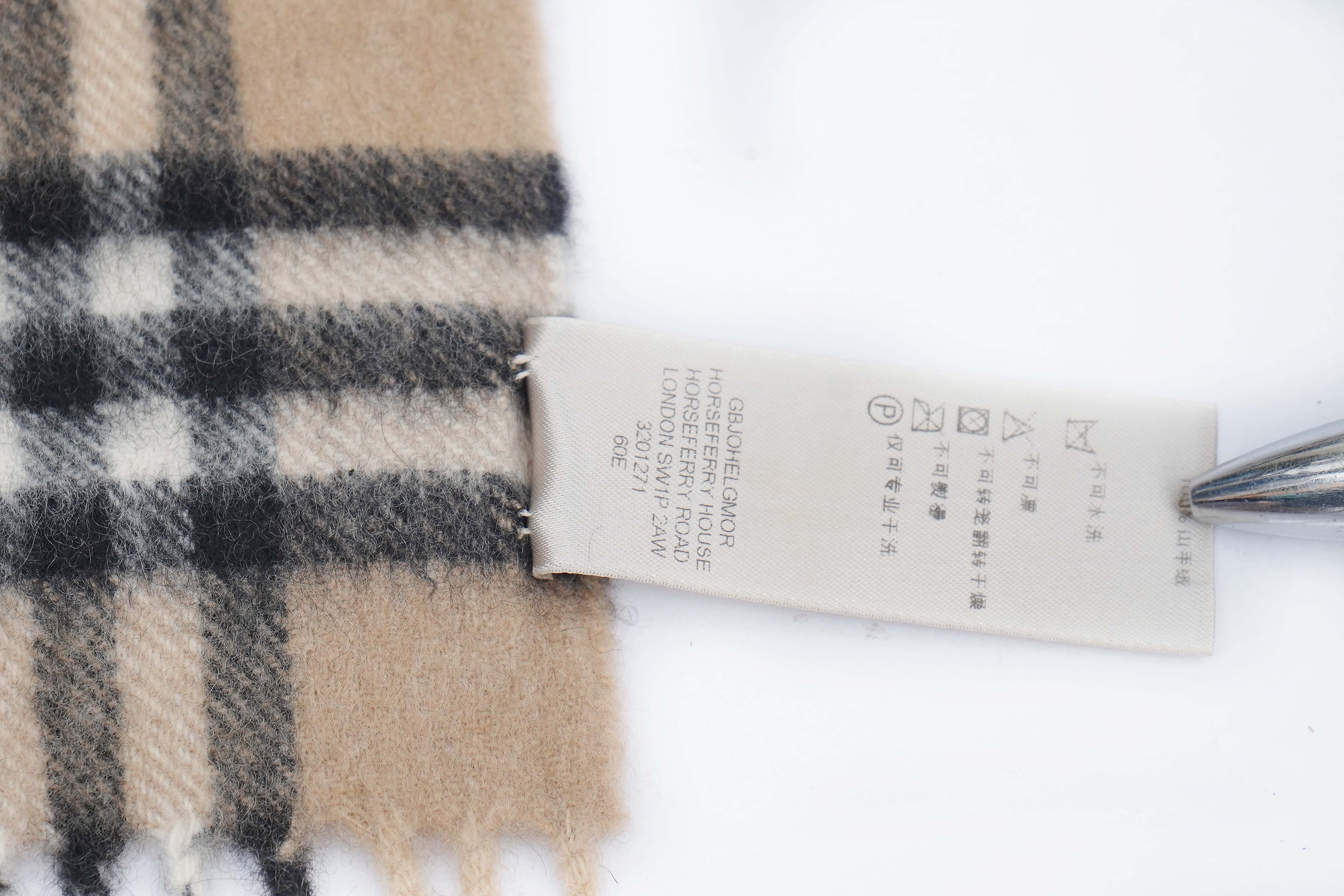 Classic Check Cashmere Beige Scarf