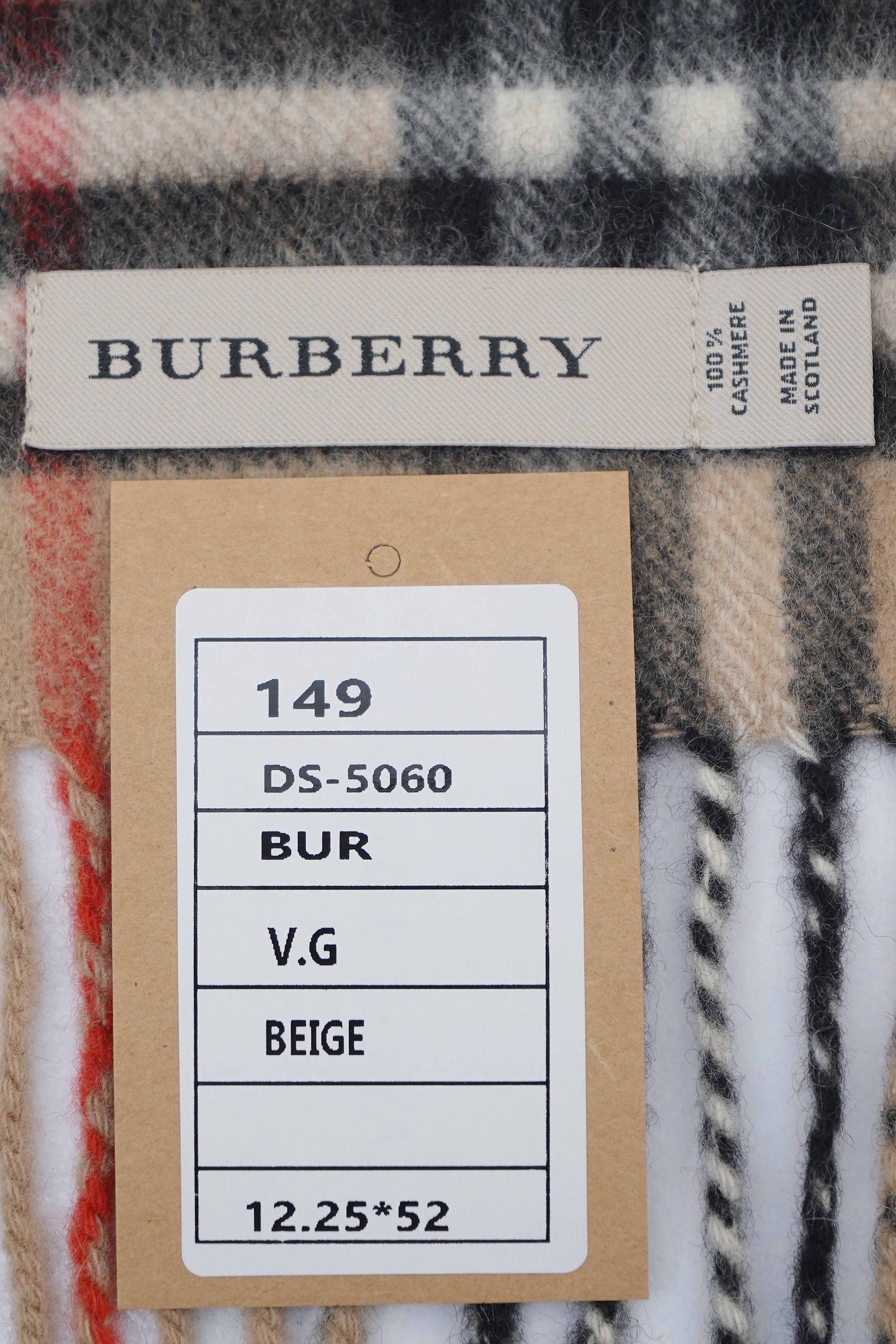 Classic Check Cashmere Beige Scarf