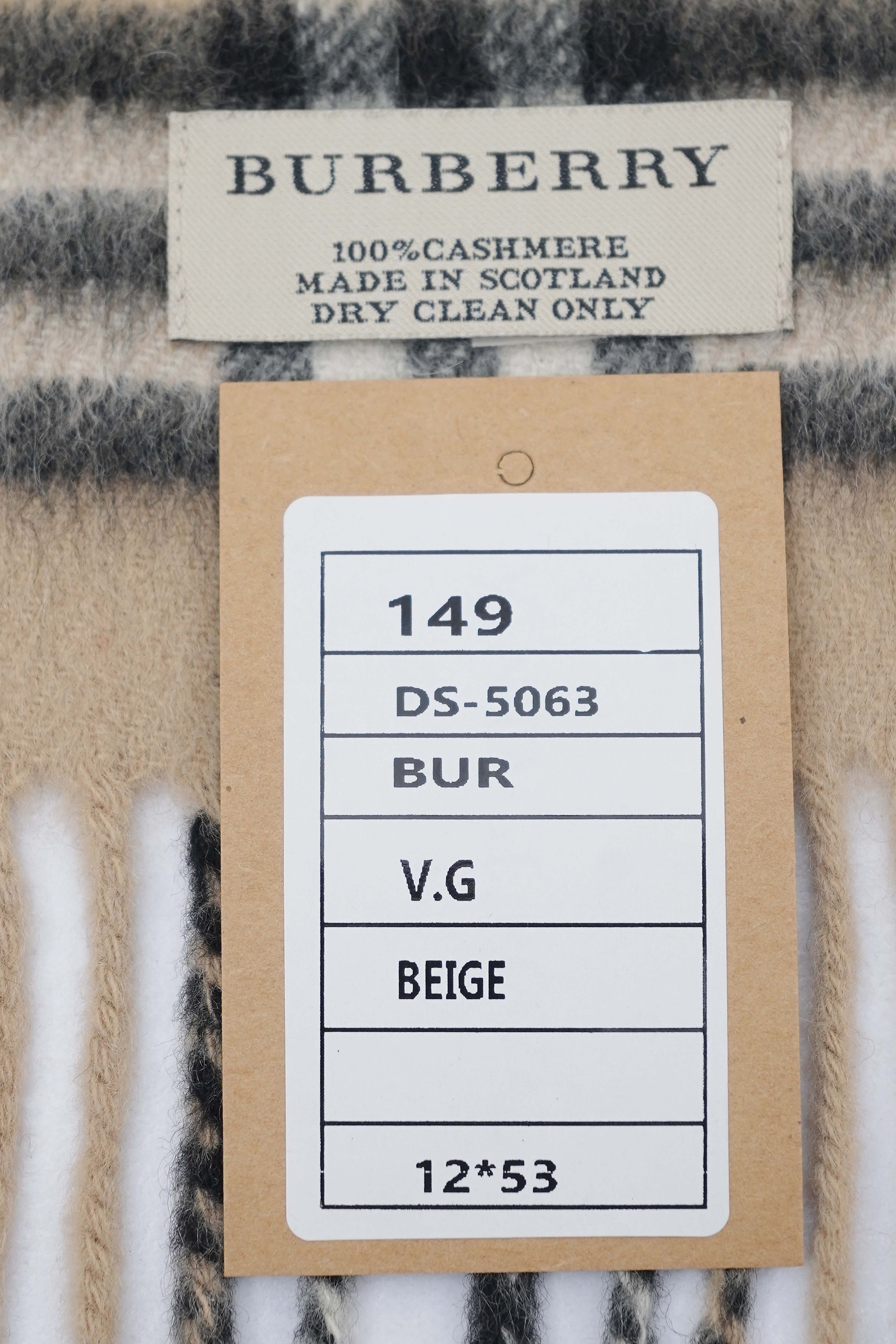 Classic Check Cashmere Beige Scarf
