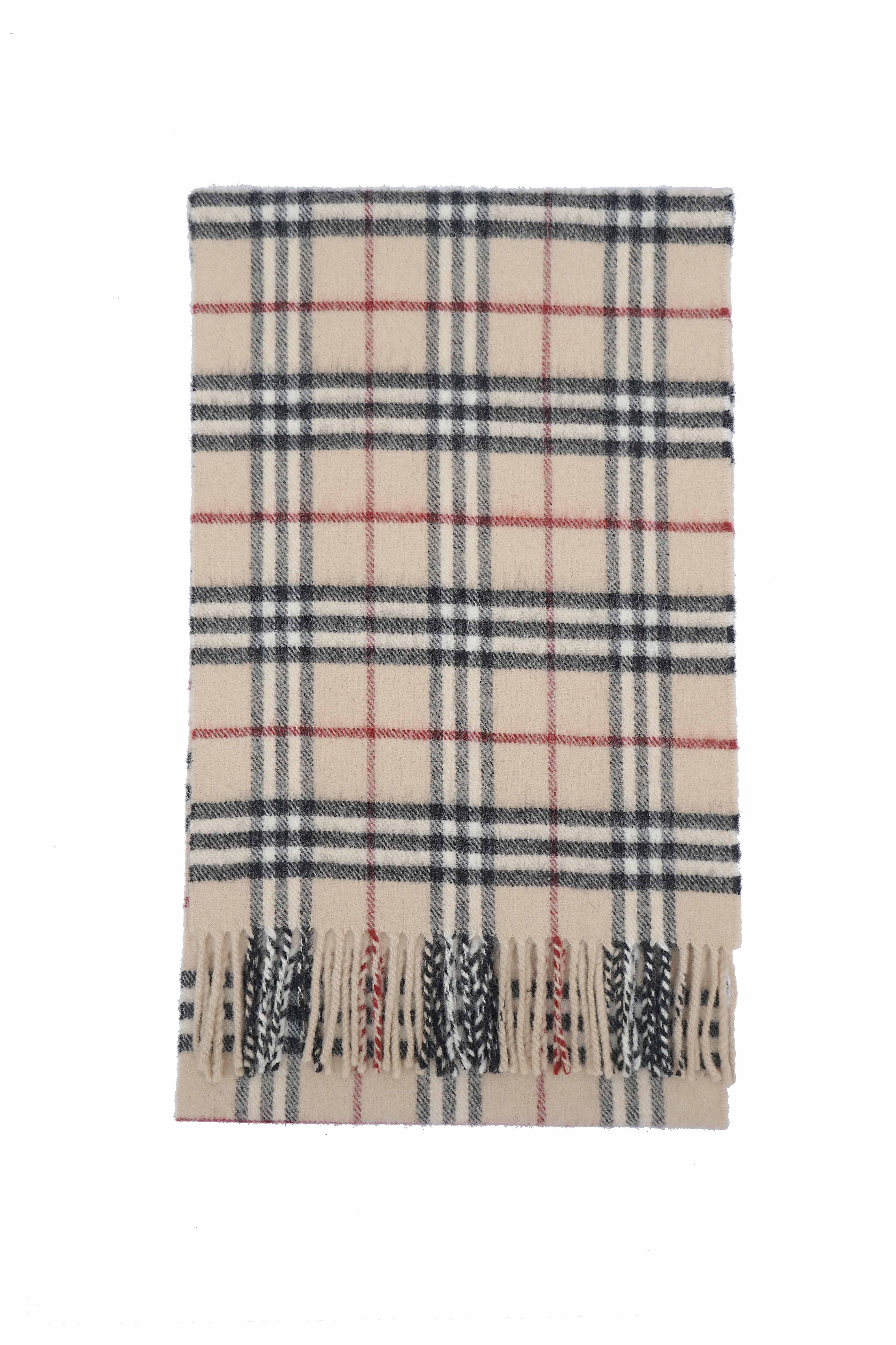 Classic Check Lambswool Beige Scarf