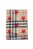 Classic Check Stars Print Cashmere Beige Scarf