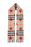 Classic Check Stars Print Cashmere Beige Scarf