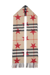 Burberry Pre-Owned Check Stars Print Cashmere Beige Scarf