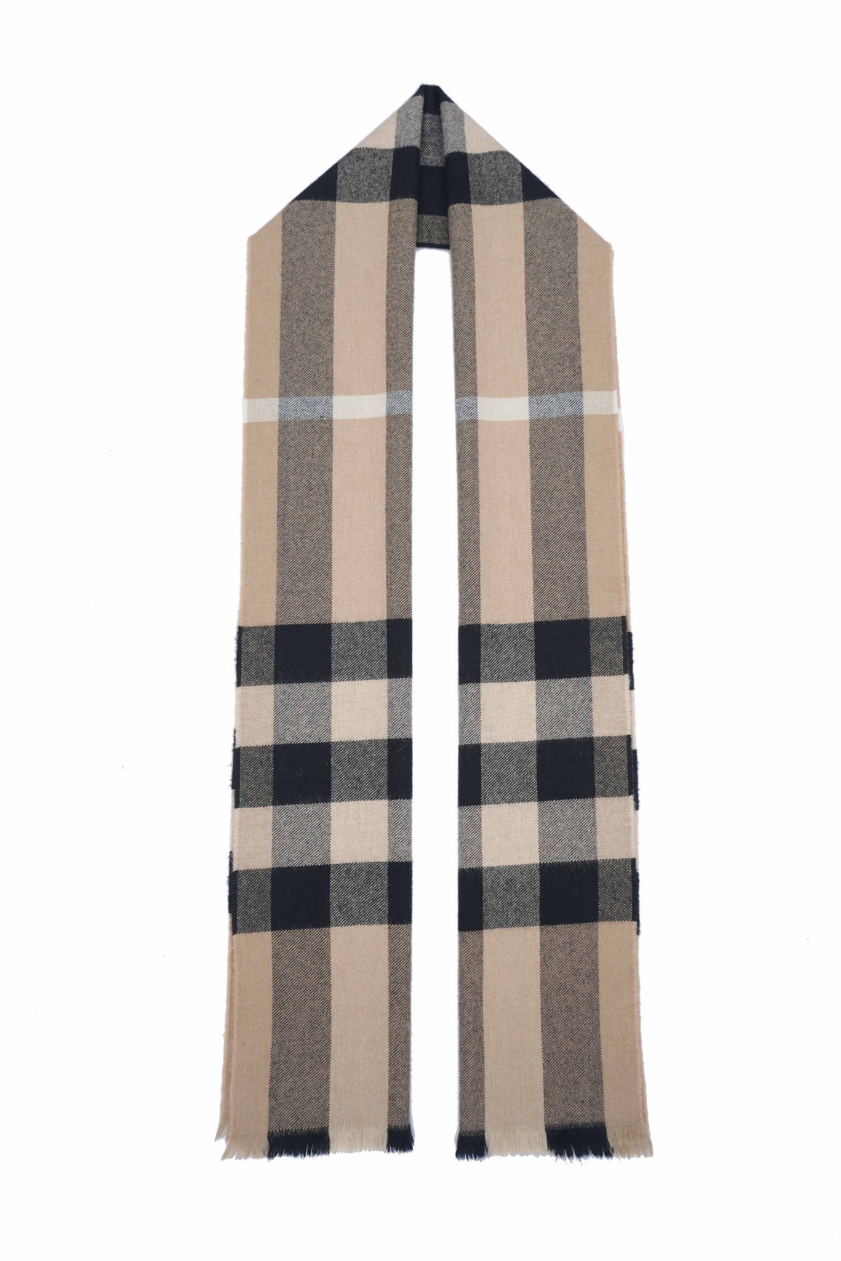 Classic Check Cashmere/Wool Beige Scarf