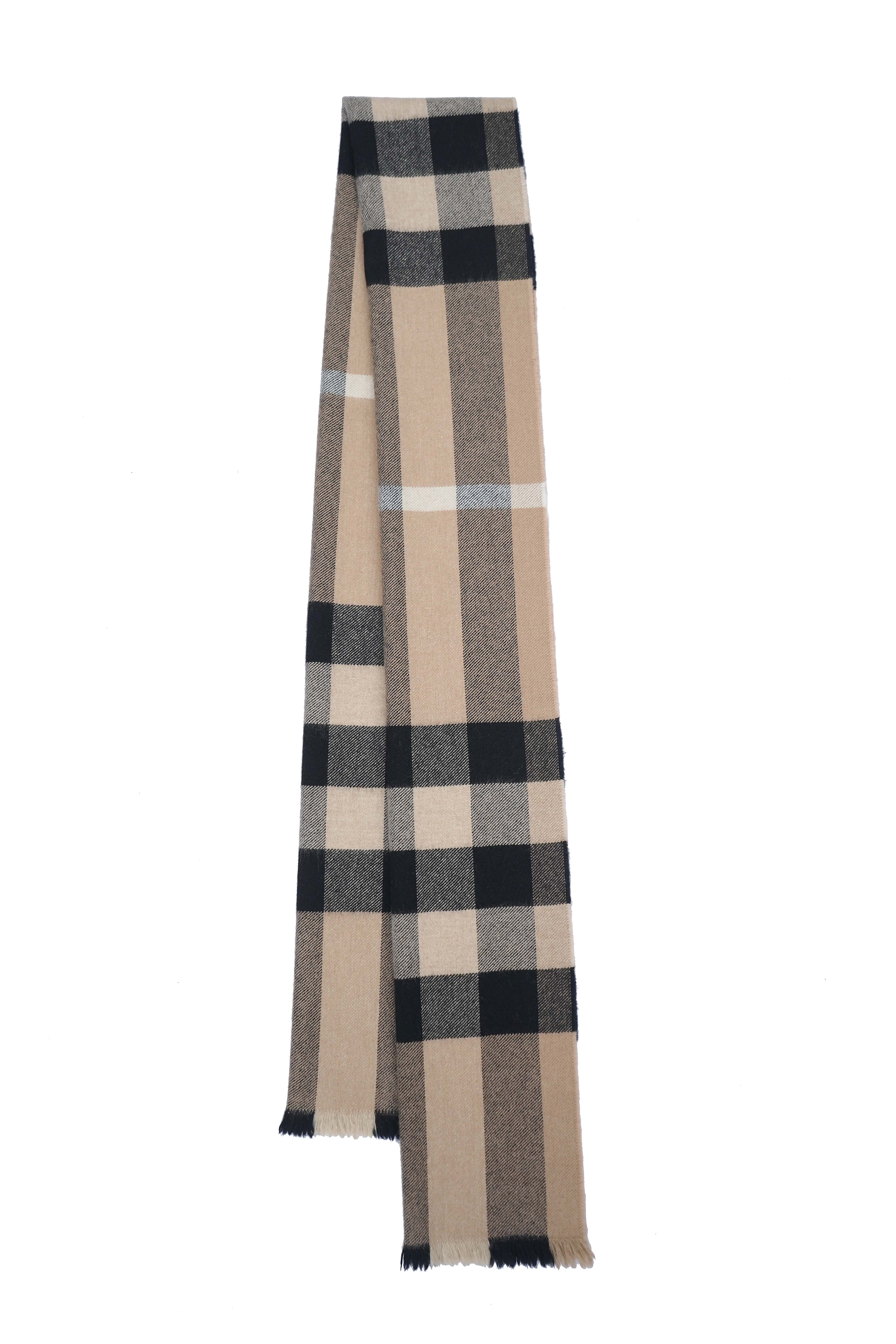 Classic Check Cashmere/Lambswool Beige Scarf