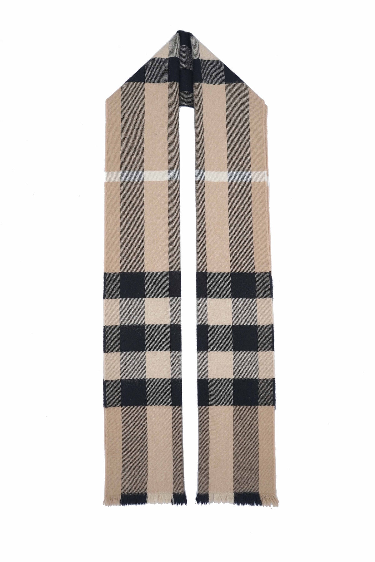 Classic Check Cashmere/Lambswool Beige Scarf
